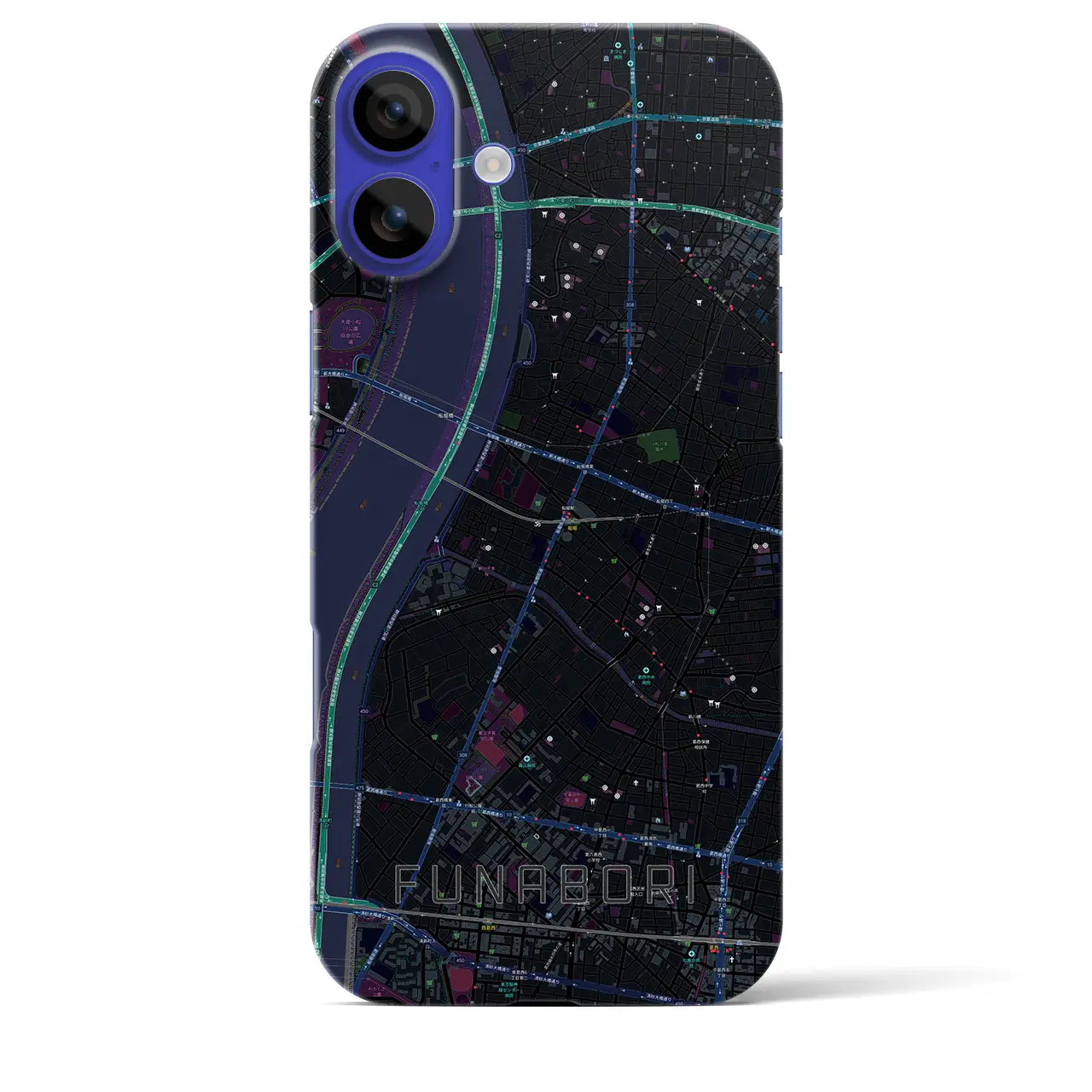 【船堀(東京都)】地図柄iPhoneケース(バックカバータイプ)