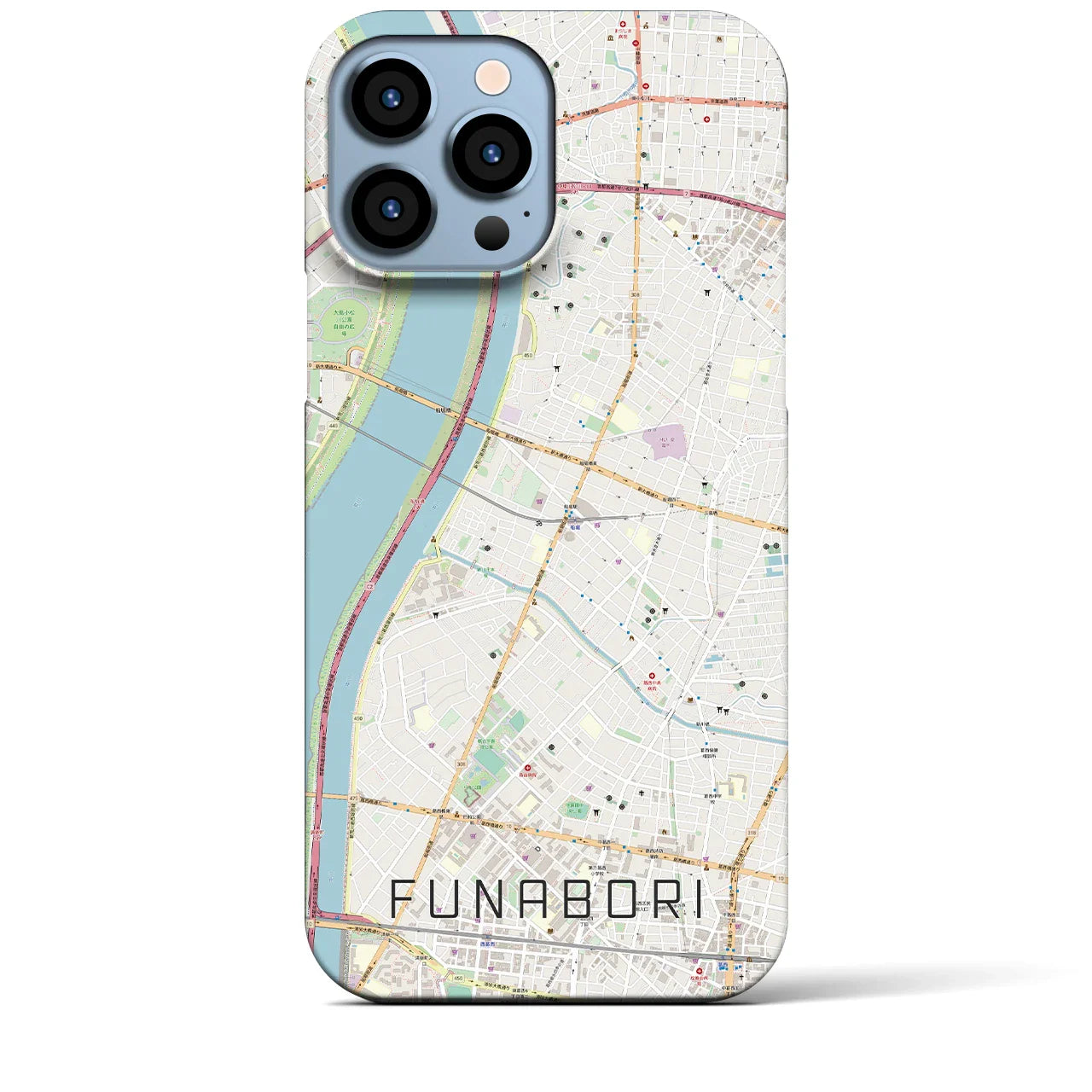 【船堀(東京都)】地図柄iPhoneケース(バックカバータイプ)
