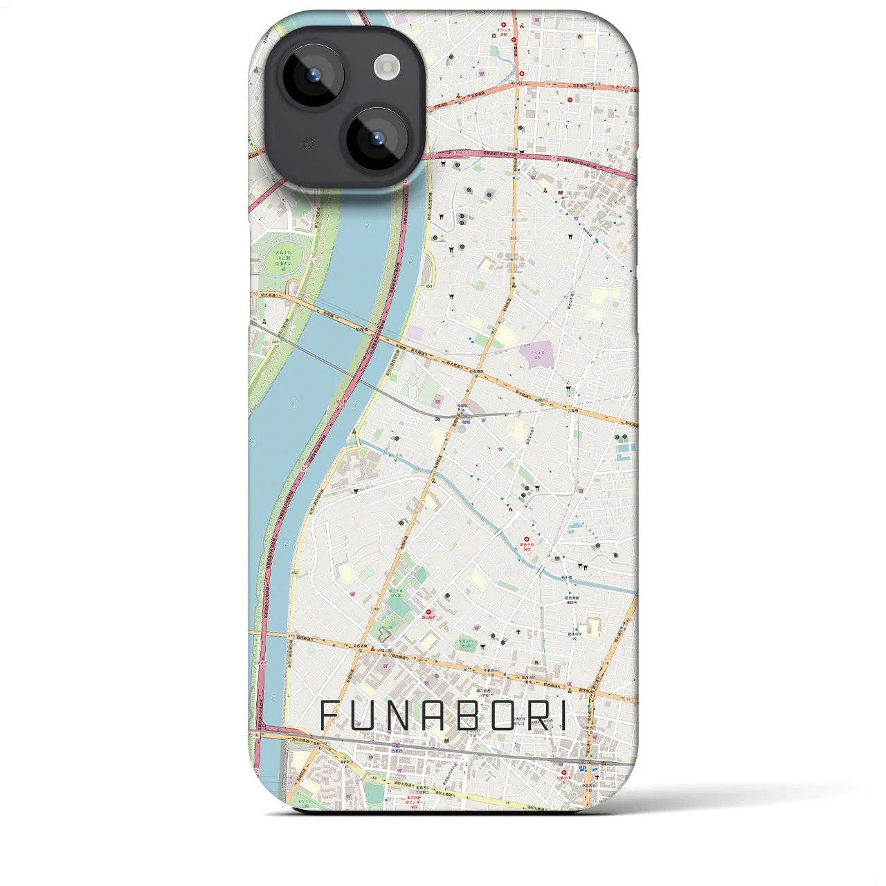 【船堀(東京都)】地図柄iPhoneケース(バックカバータイプ)