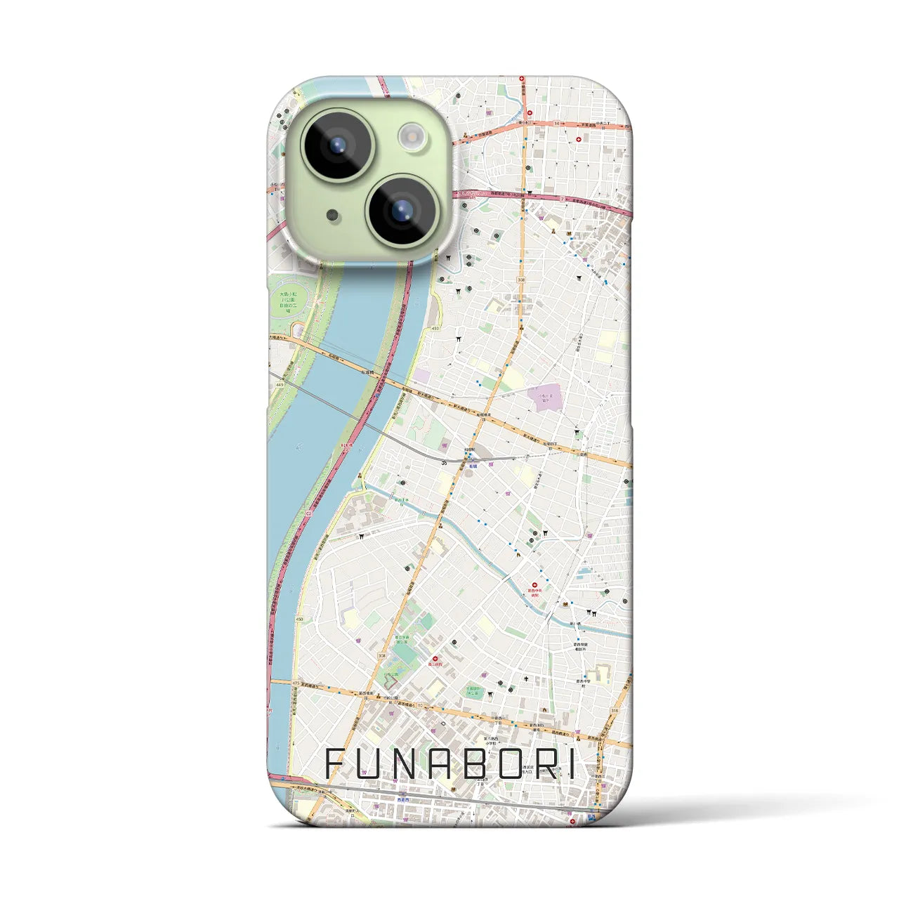 【船堀(東京都)】地図柄iPhoneケース(バックカバータイプ)