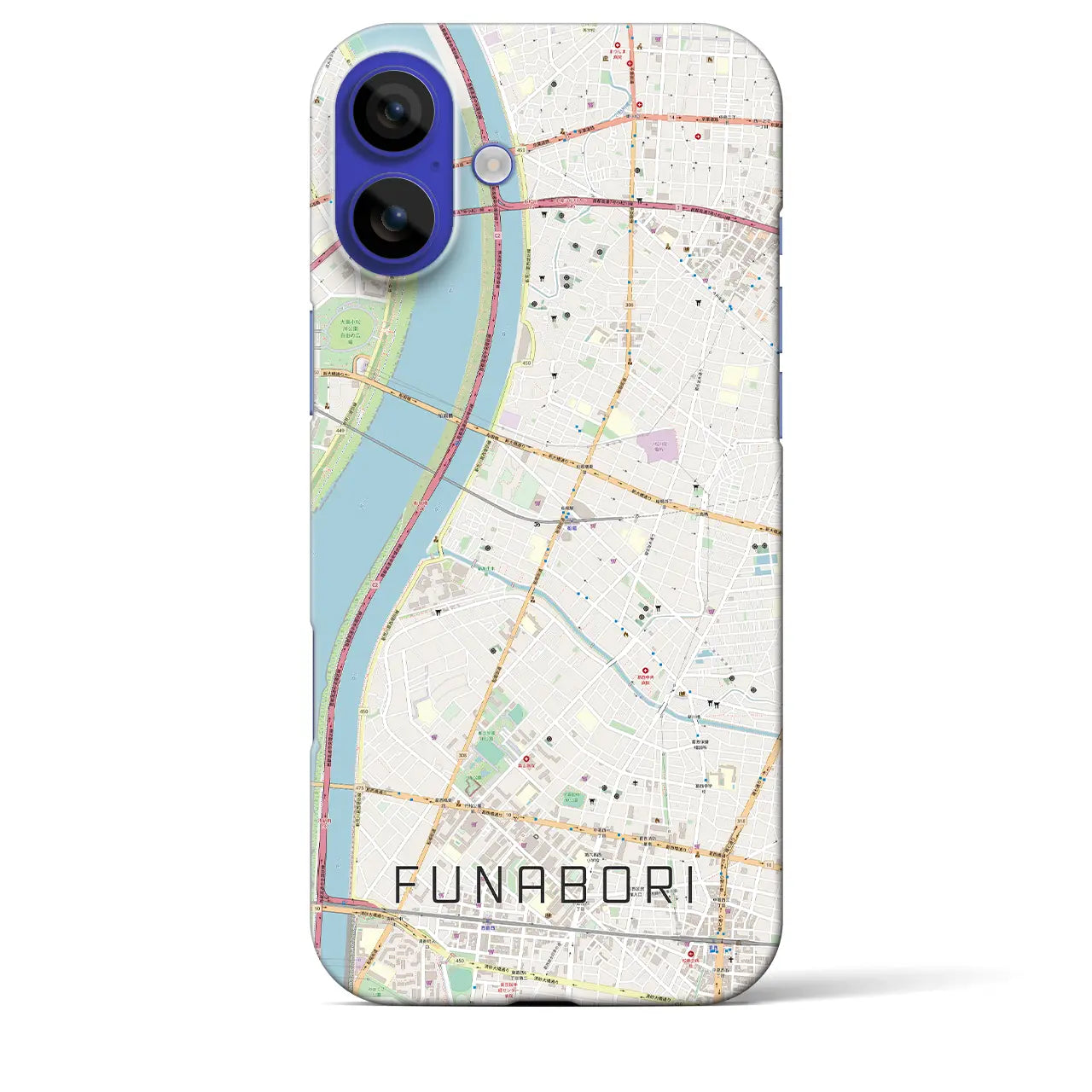 【船堀(東京都)】地図柄iPhoneケース(バックカバータイプ)ブラック・iPhone 16 Pro Max 用