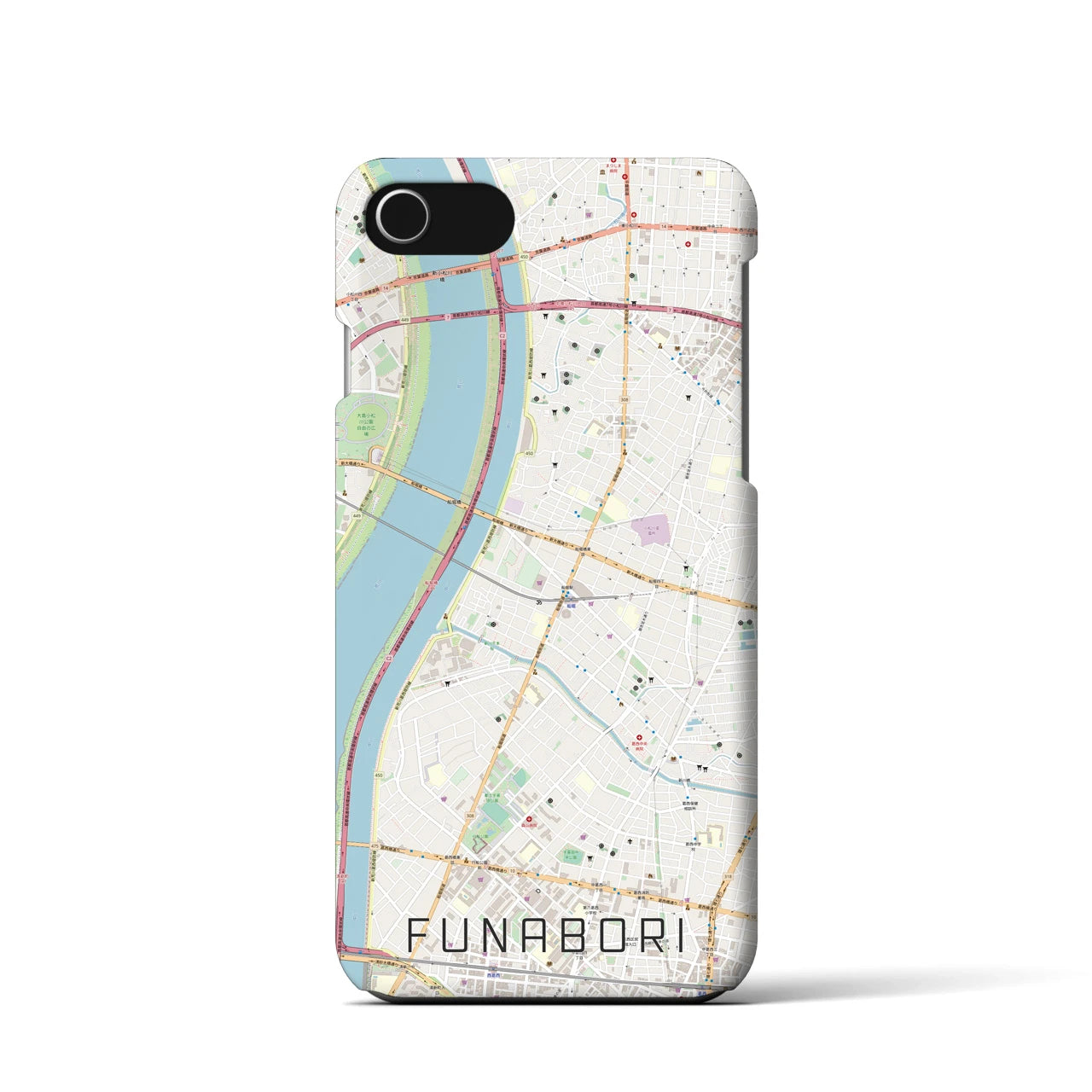 【船堀(東京都)】地図柄iPhoneケース(バックカバータイプ)