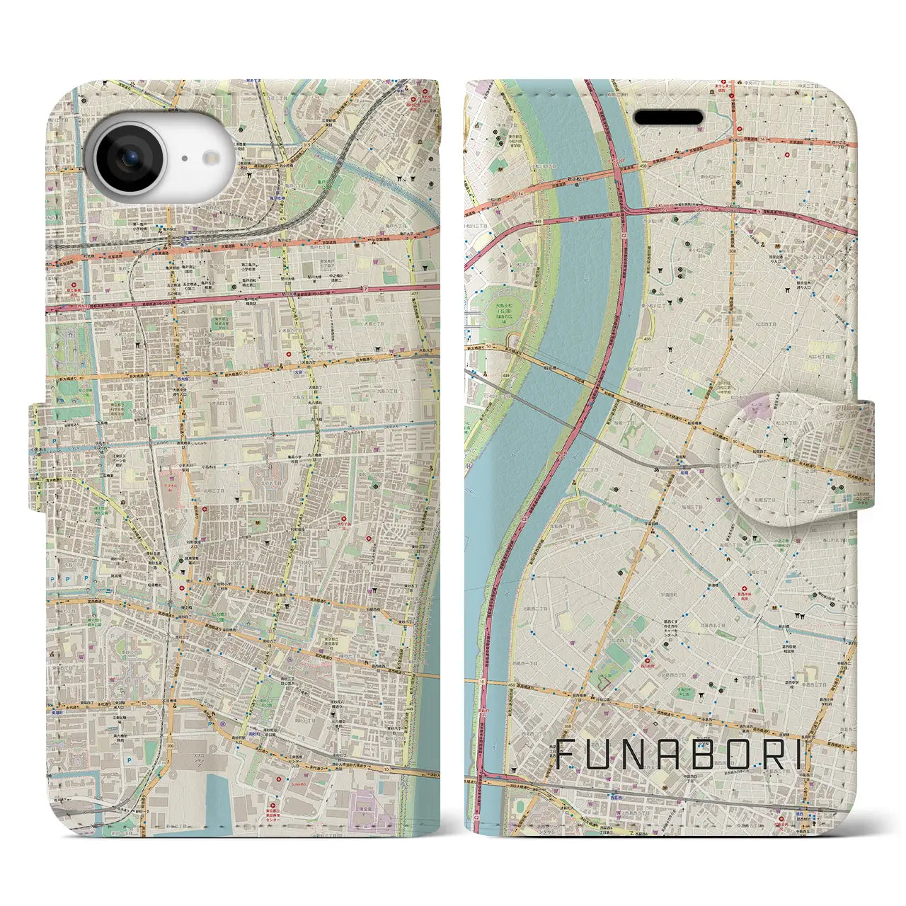 【船堀(東京都)】地図柄iPhoneケース(手帳タイプ)