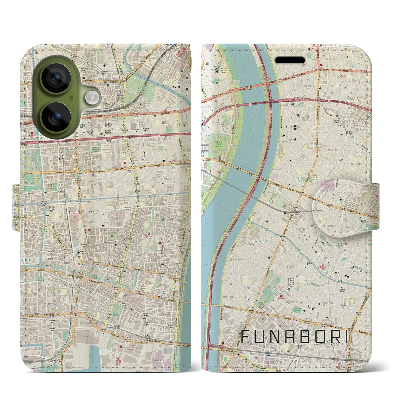 【船堀(東京都)】地図柄iPhoneケース(手帳タイプ)