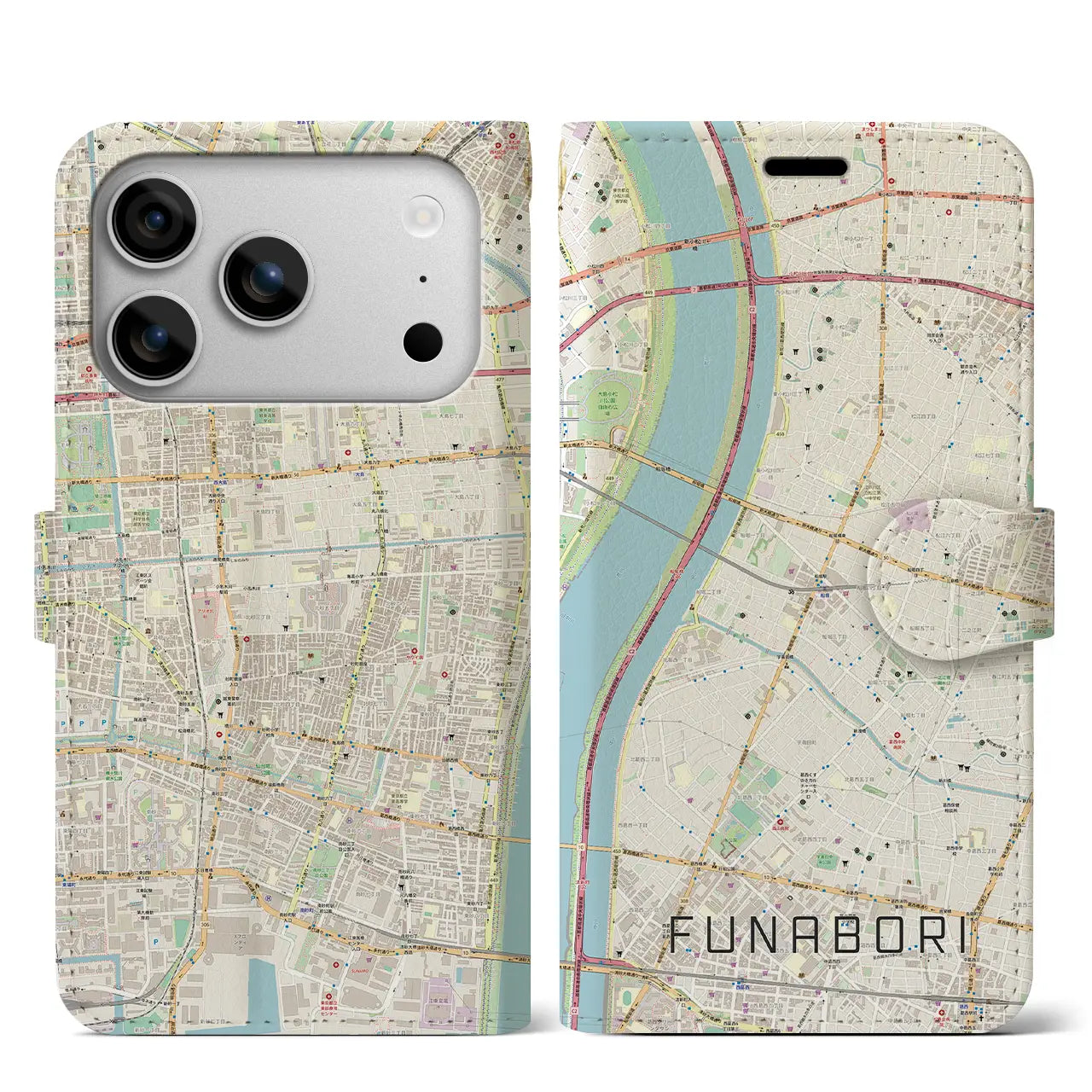 【船堀(東京都)】地図柄iPhoneケース(手帳タイプ)