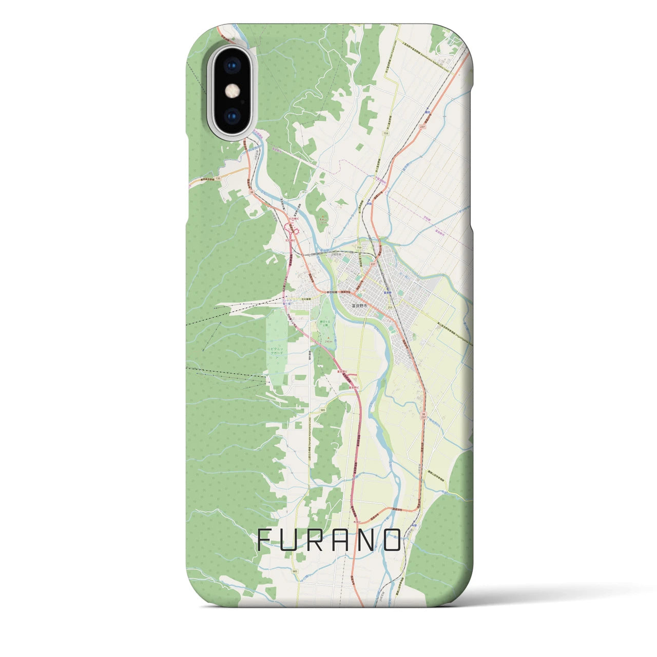 【富良野(北海道)】地図柄iPhoneケース(バックカバータイプ)