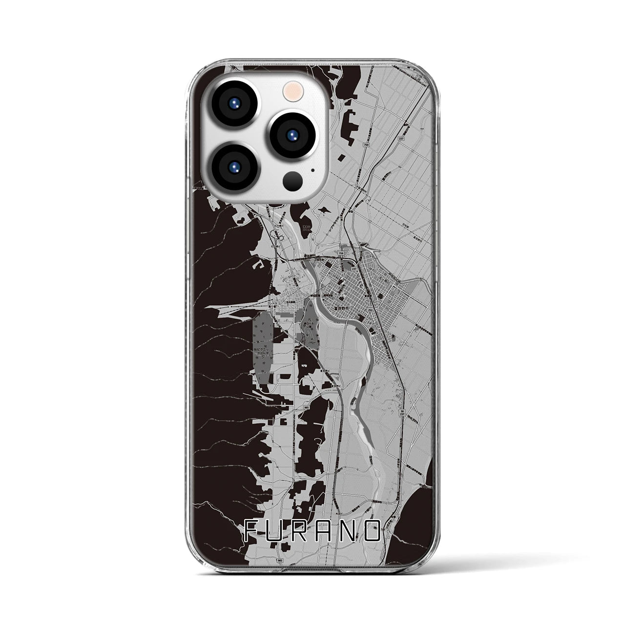 【富良野(北海道)】地図柄iPhoneケース(クリアタイプ)