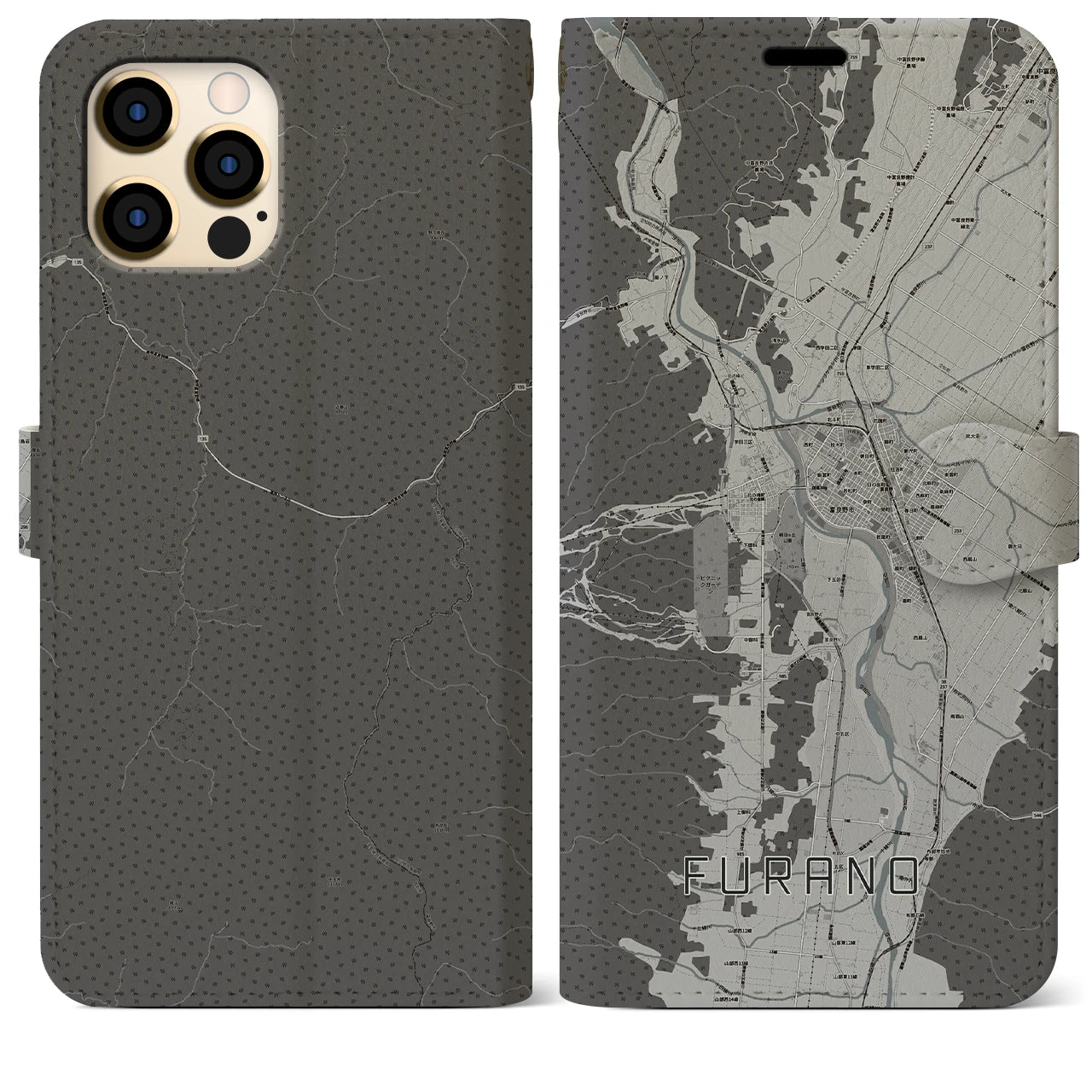 【富良野(北海道)】地図柄iPhoneケース(手帳タイプ)