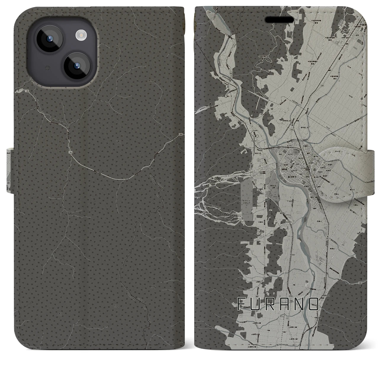 【富良野(北海道)】地図柄iPhoneケース(手帳タイプ)