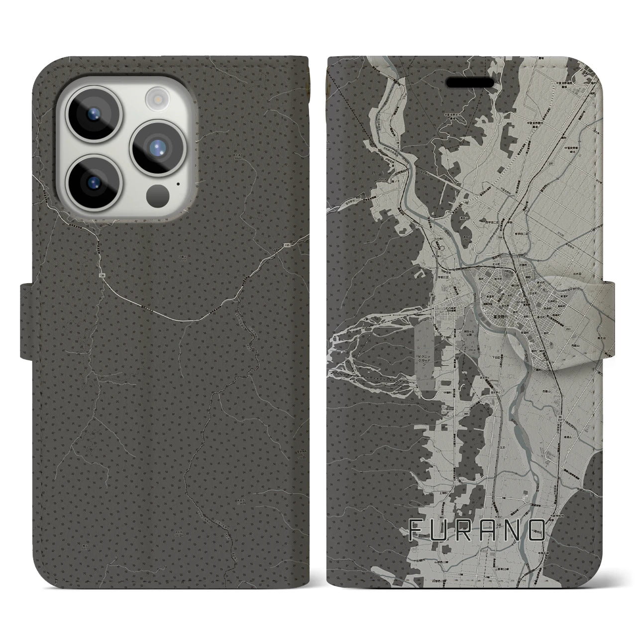 【富良野(北海道)】地図柄iPhoneケース(手帳タイプ)