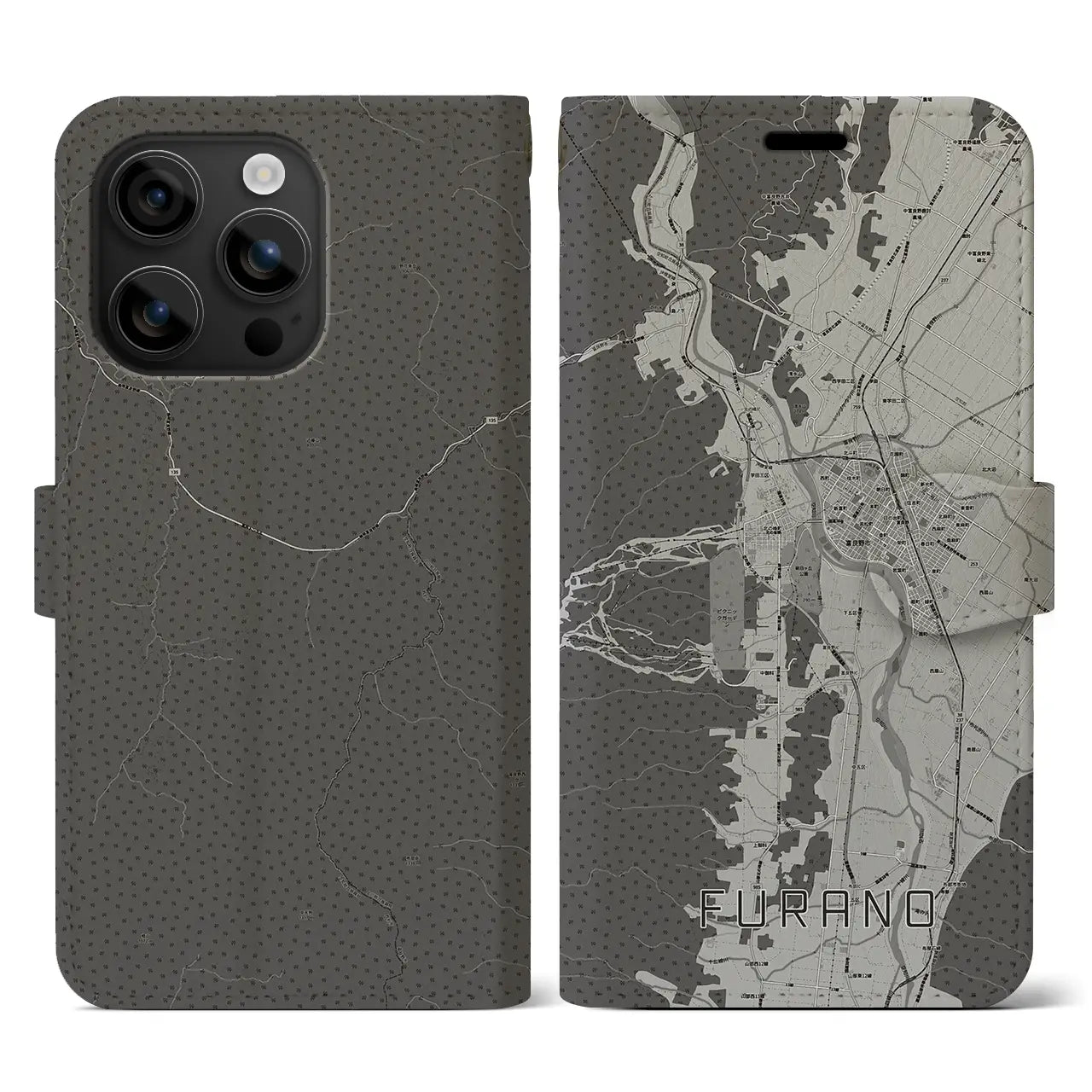 【富良野(北海道)】地図柄iPhoneケース(手帳タイプ)