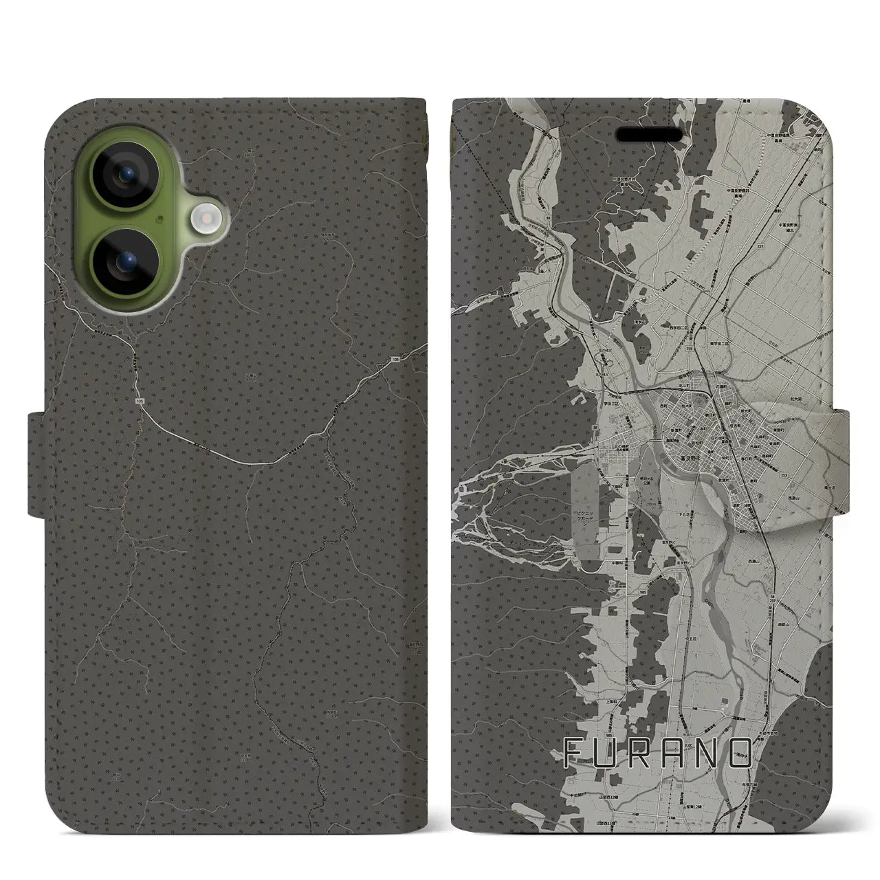 【富良野(北海道)】地図柄iPhoneケース(手帳タイプ)