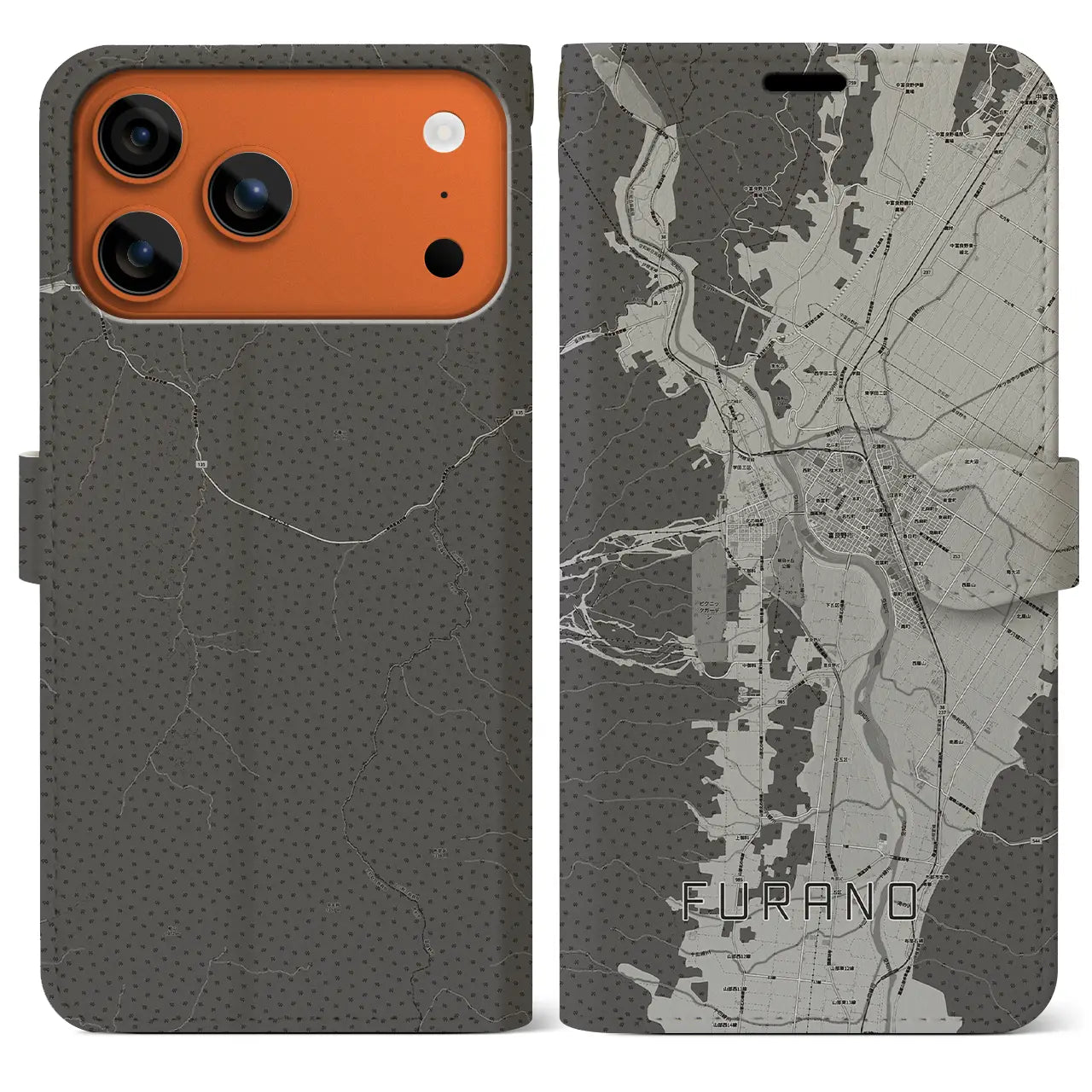 【富良野(北海道)】地図柄iPhoneケース(手帳タイプ)