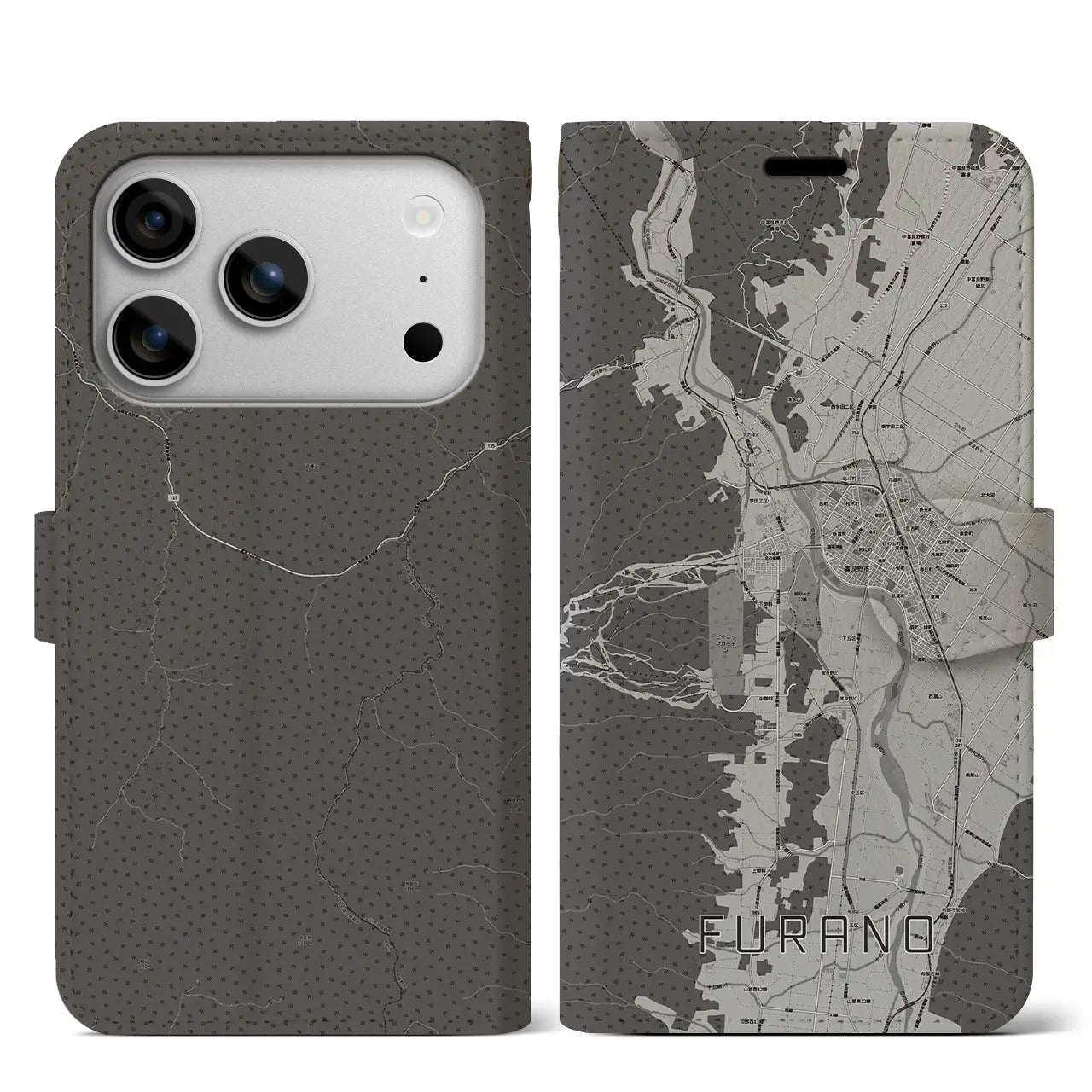 【富良野(北海道)】地図柄iPhoneケース(手帳タイプ)