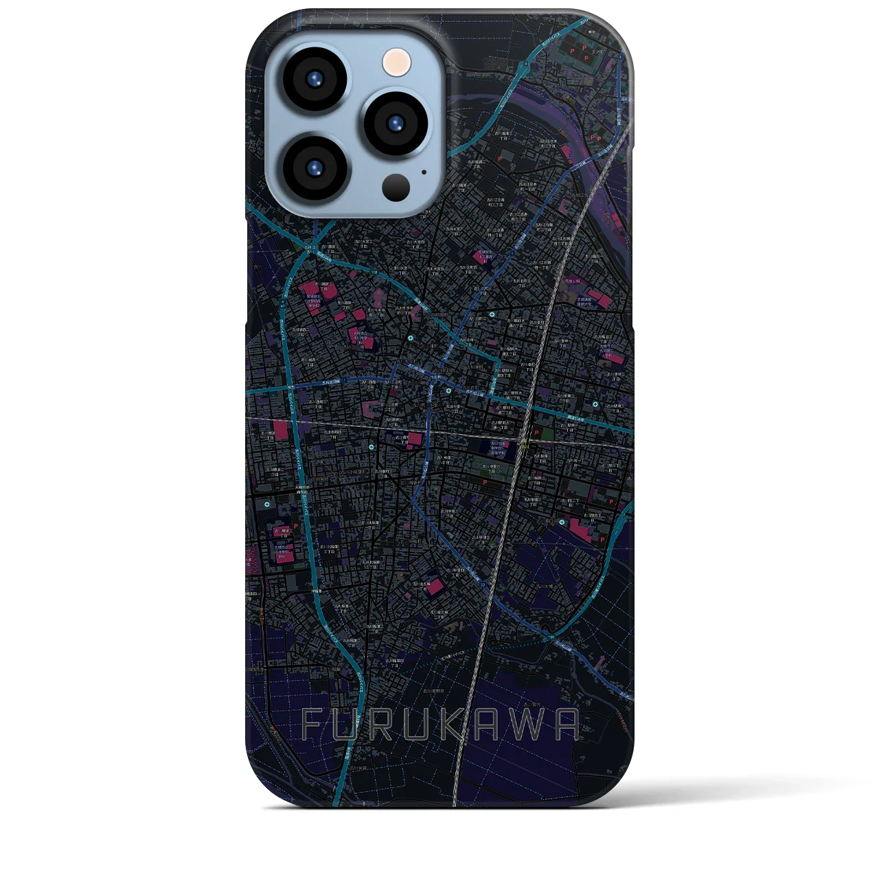 【古川(宮城県)】地図柄iPhoneケース(バックカバータイプ)