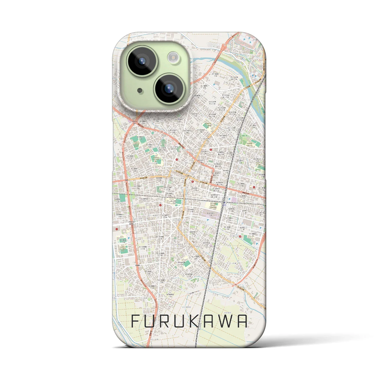 【古川(宮城県)】地図柄iPhoneケース(バックカバータイプ)