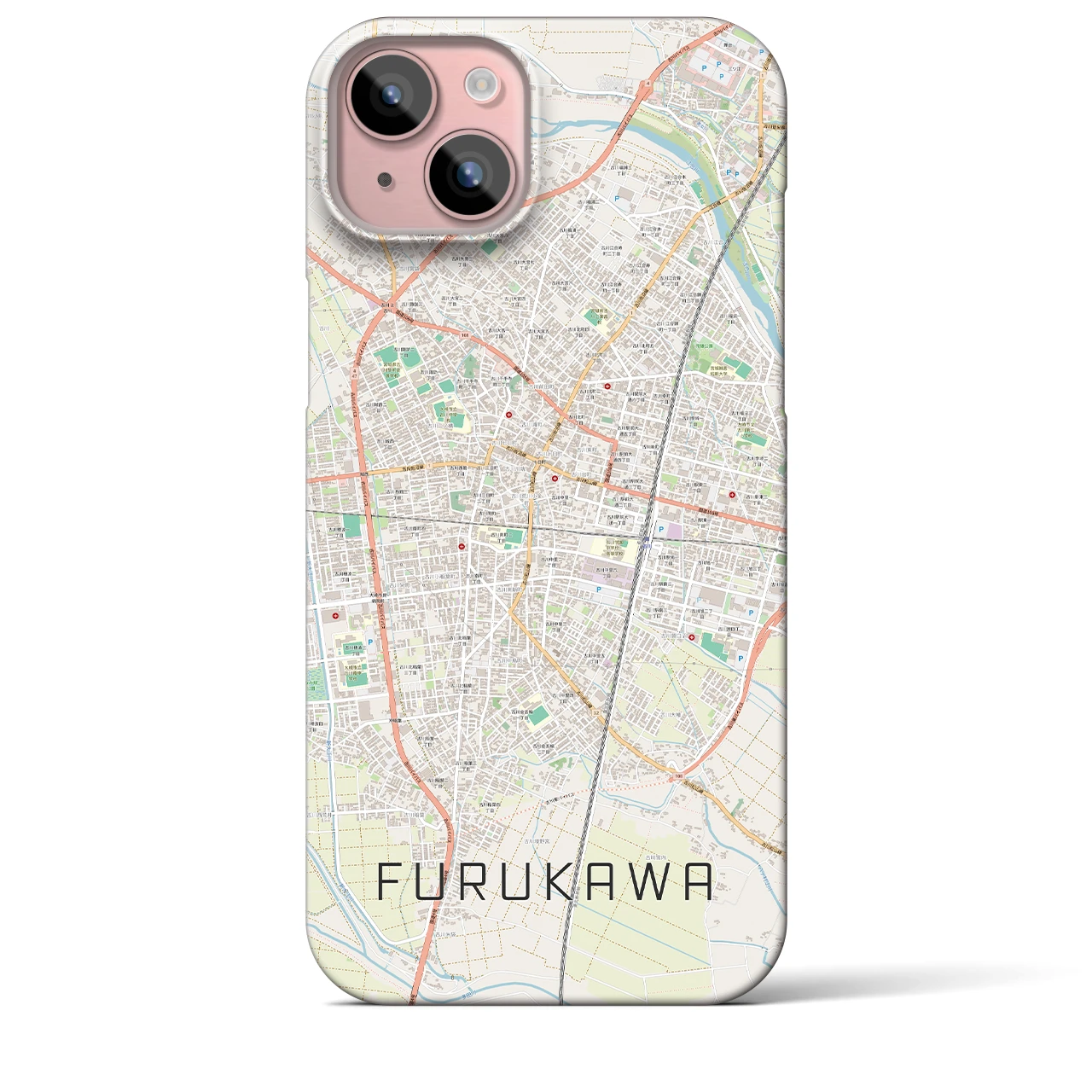 【古川(宮城県)】地図柄iPhoneケース(バックカバータイプ)