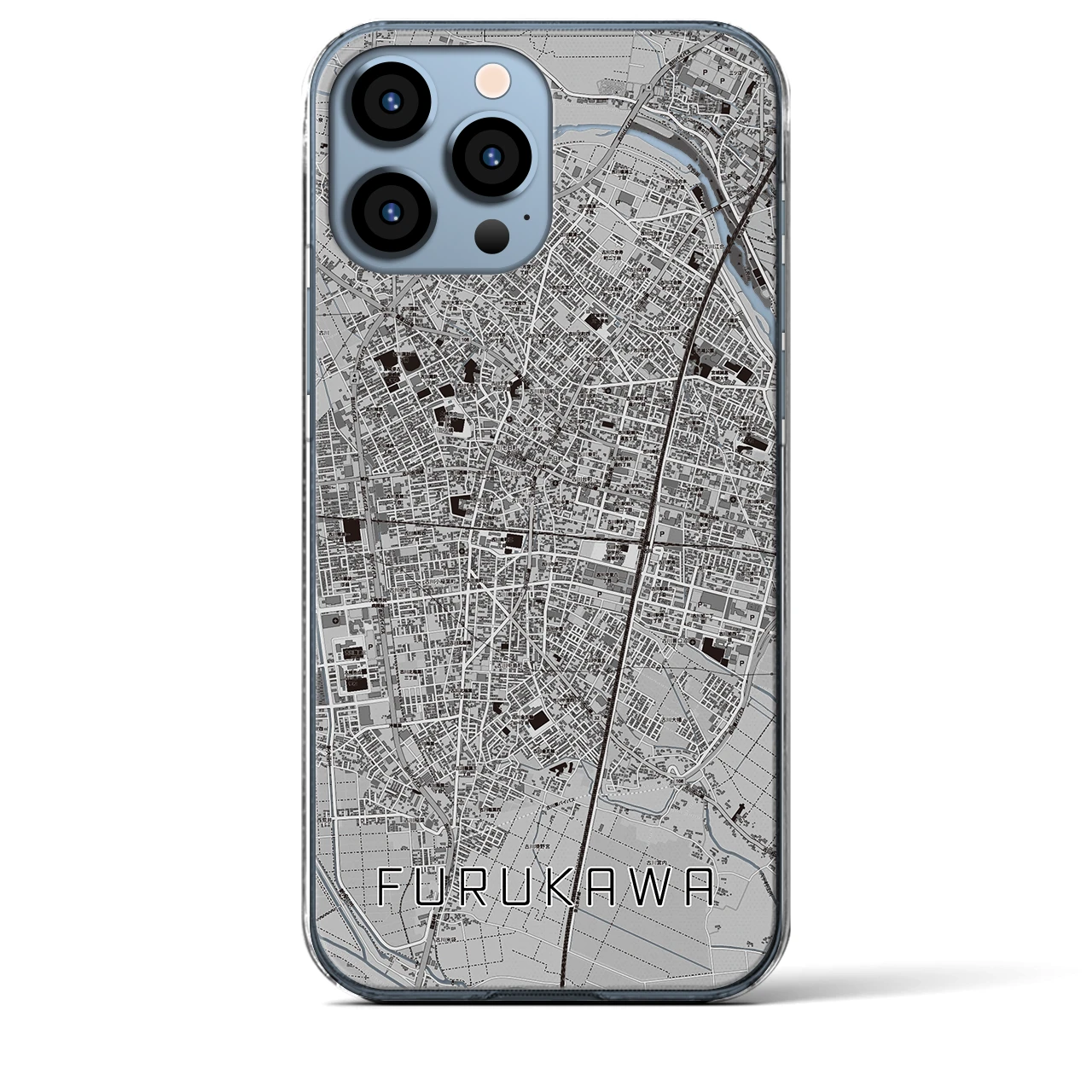 【古川(宮城県)】地図柄iPhoneケース(クリアタイプ)