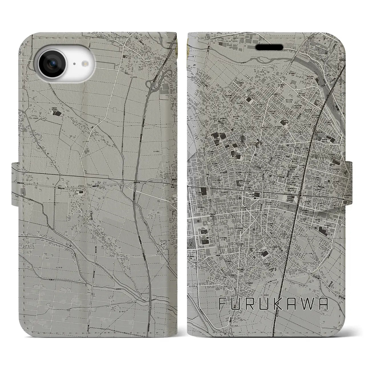 【古川(宮城県)】地図柄iPhoneケース(手帳タイプ)