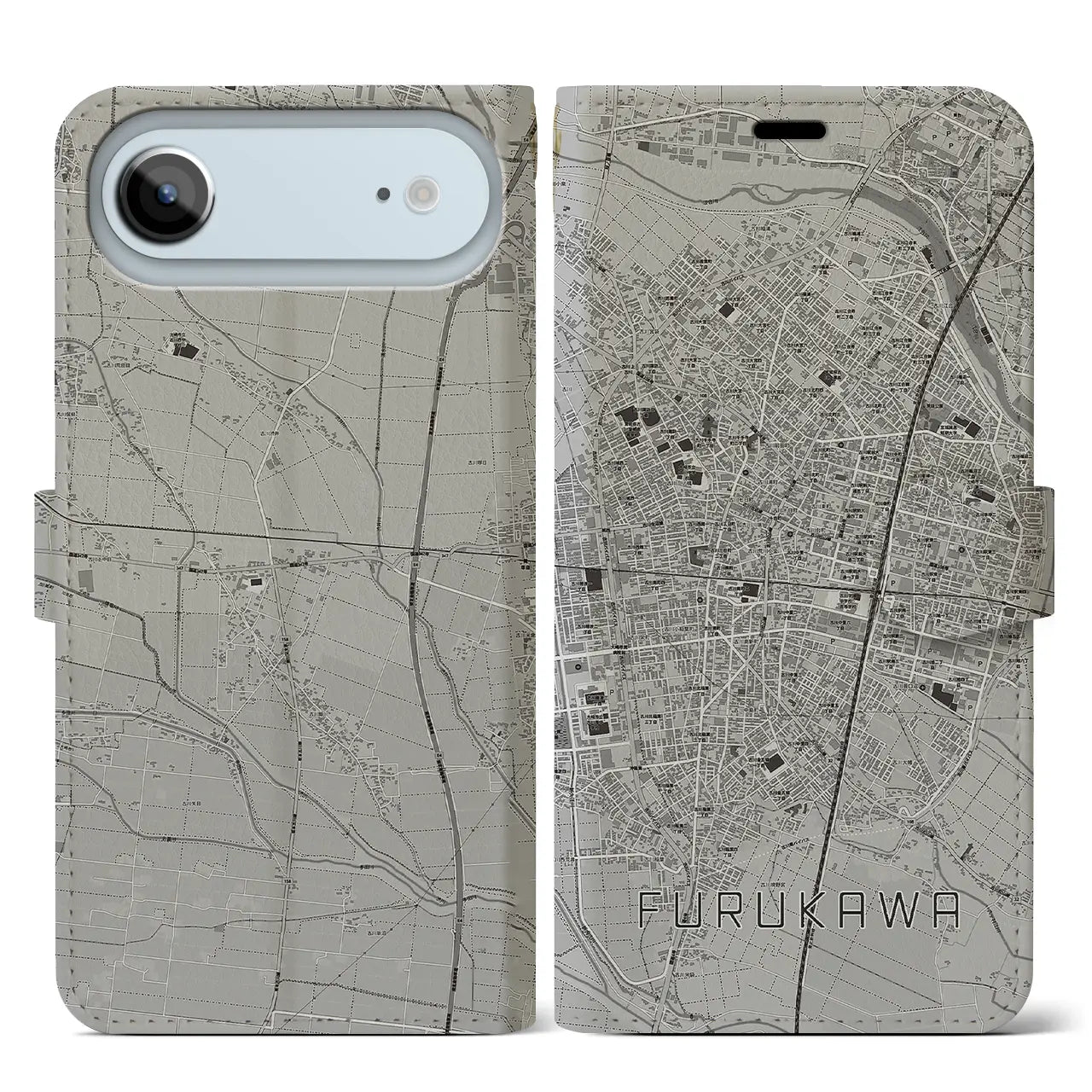 【古川(宮城県)】地図柄iPhoneケース(手帳タイプ)