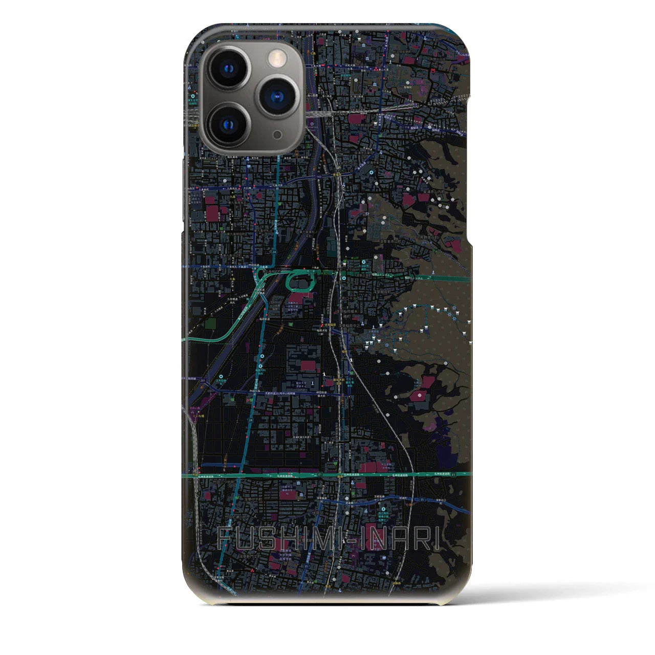 【伏見稲荷(京都府)】地図柄iPhoneケース(バックカバータイプ)