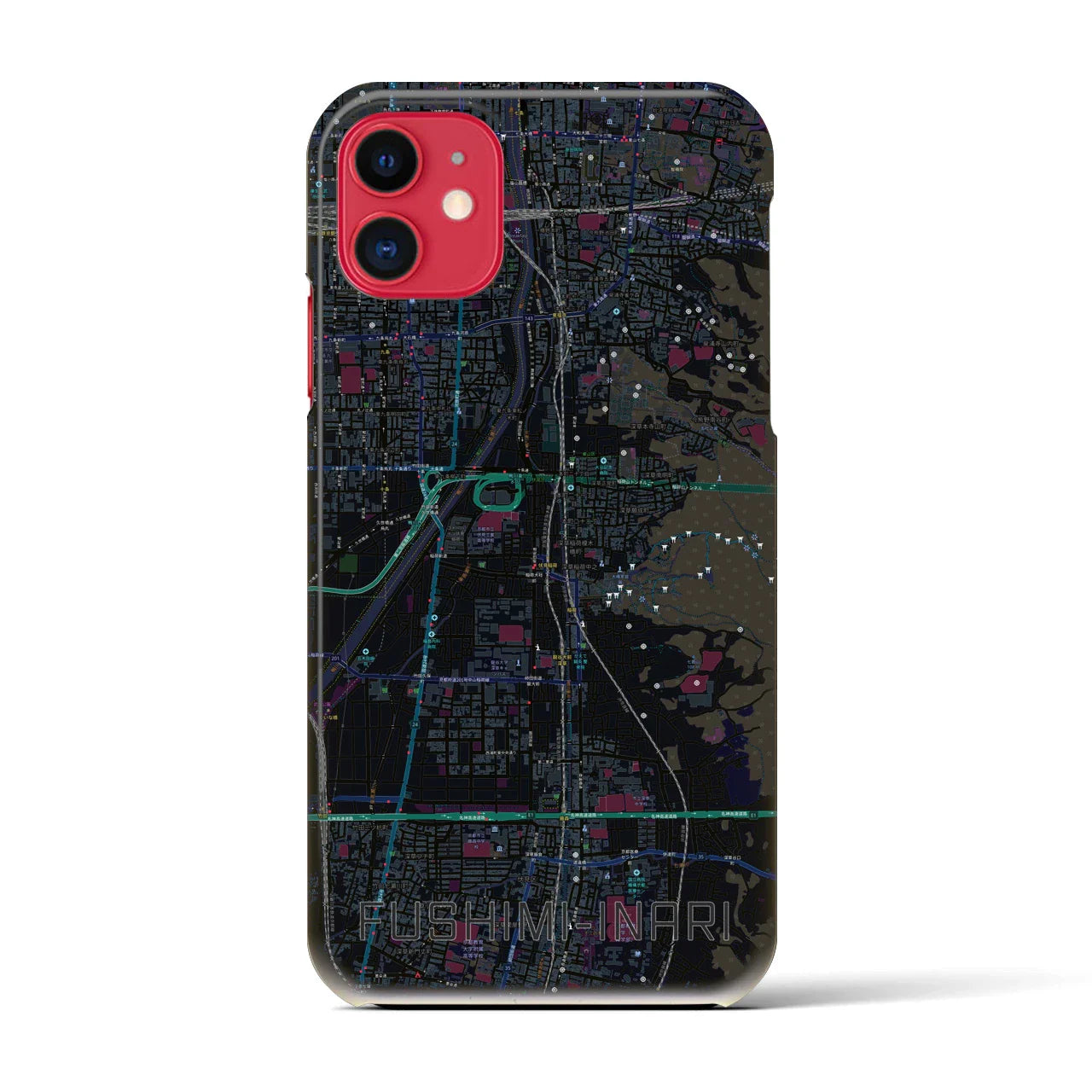 【伏見稲荷(京都府)】地図柄iPhoneケース(バックカバータイプ)
