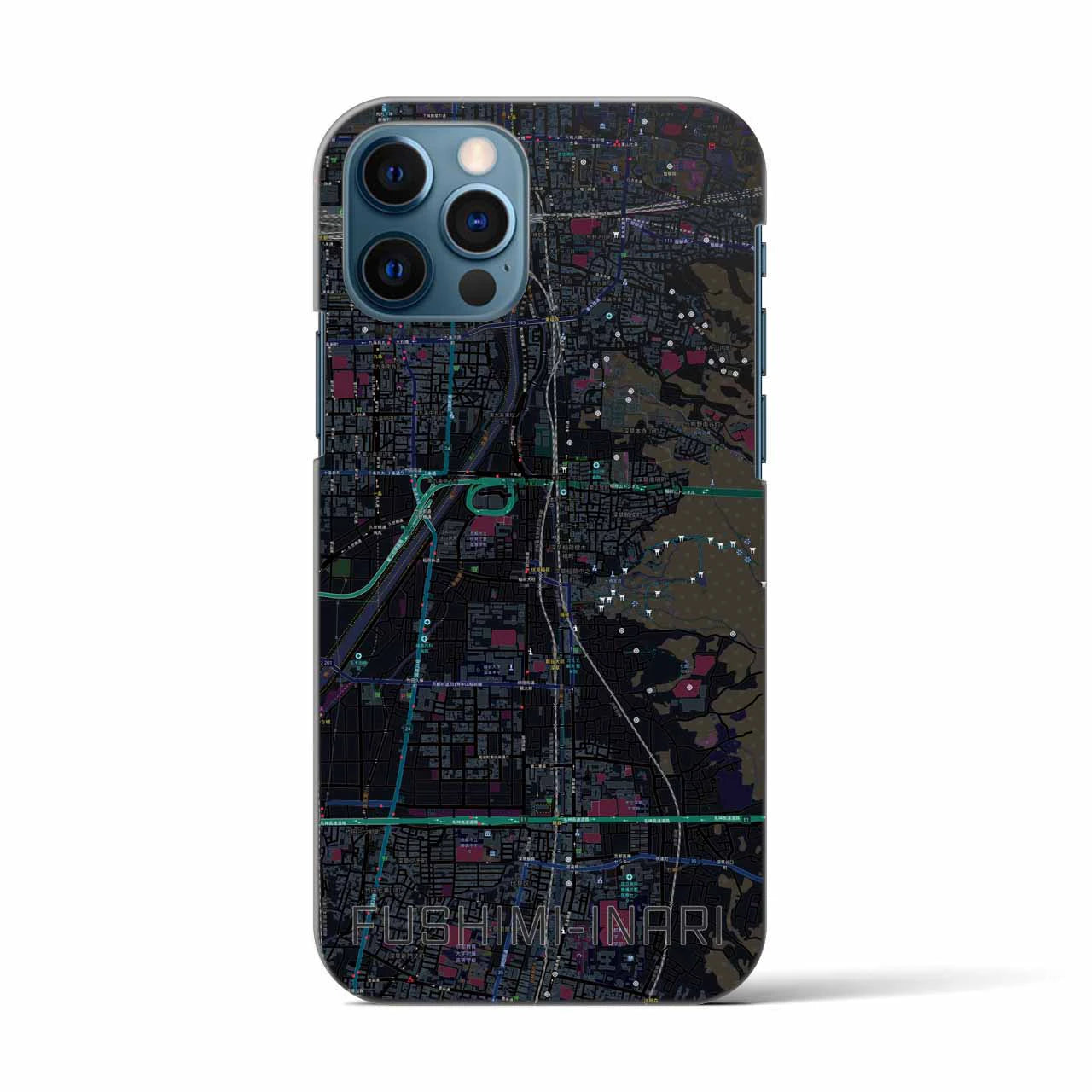 【伏見稲荷(京都府)】地図柄iPhoneケース(バックカバータイプ)