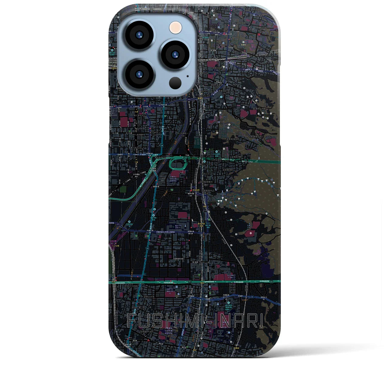 【伏見稲荷(京都府)】地図柄iPhoneケース(バックカバータイプ)