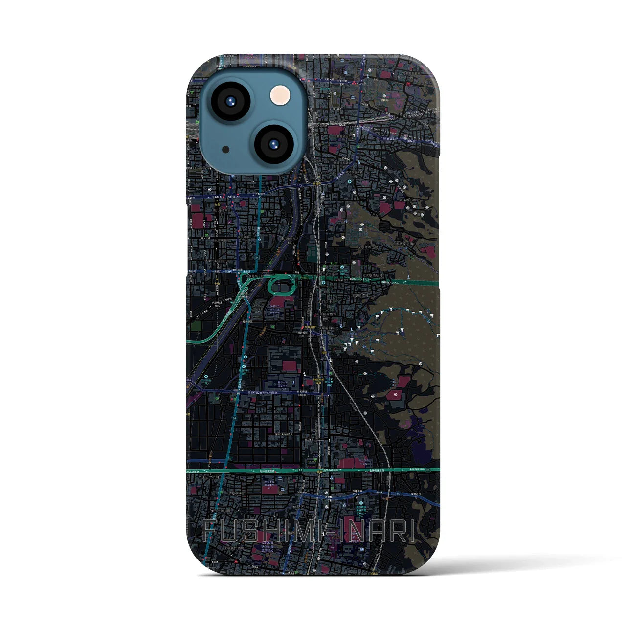 【伏見稲荷(京都府)】地図柄iPhoneケース(バックカバータイプ)
