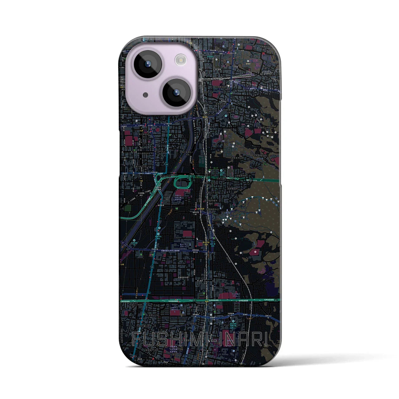 【伏見稲荷(京都府)】地図柄iPhoneケース(バックカバータイプ)