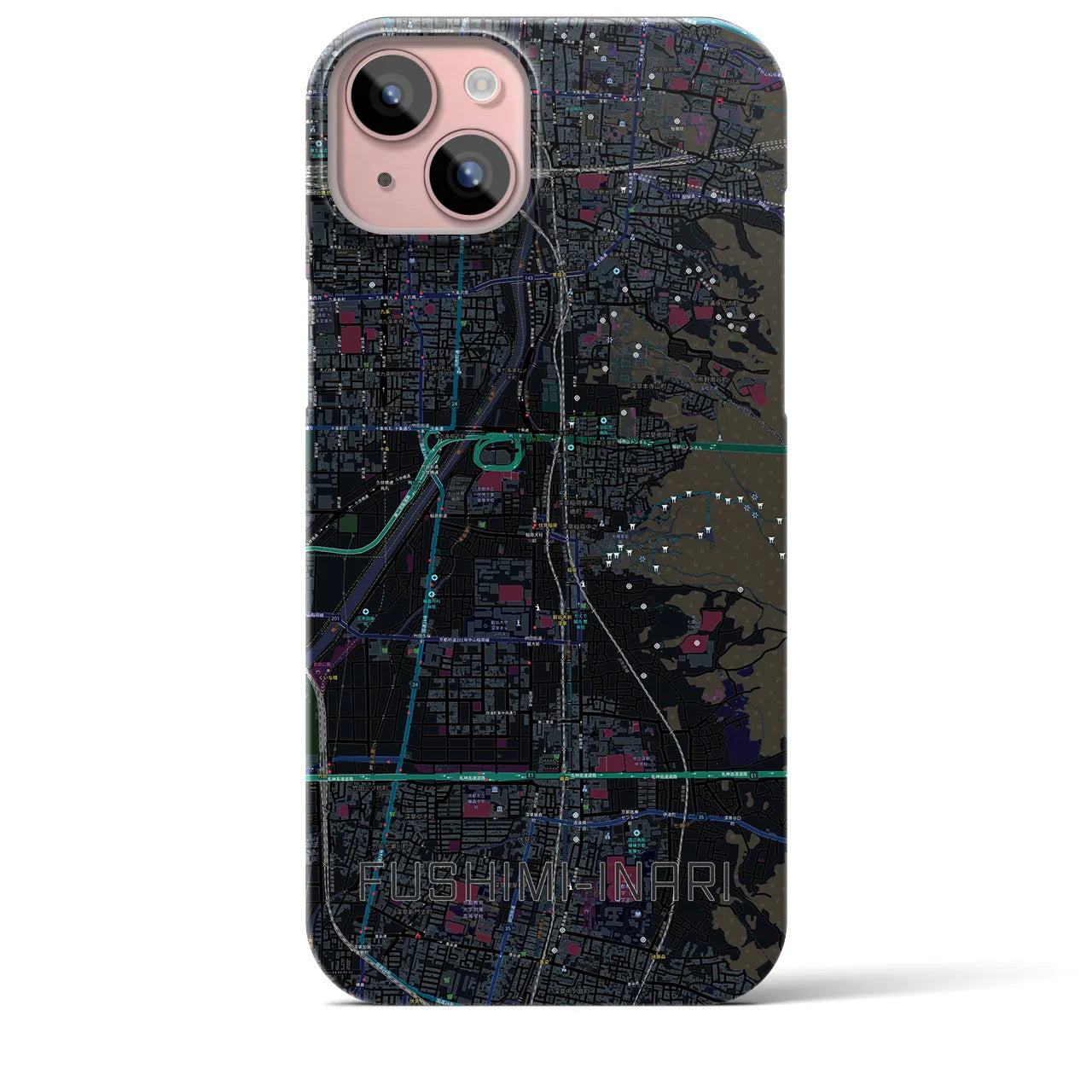 【伏見稲荷(京都府)】地図柄iPhoneケース(バックカバータイプ)