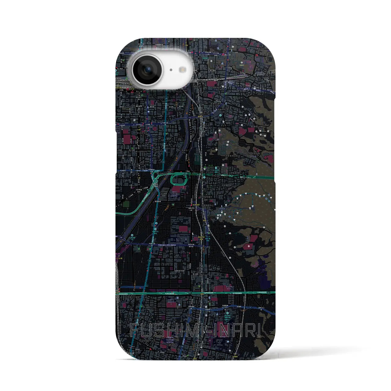 【伏見稲荷(京都府)】地図柄iPhoneケース(バックカバータイプ)