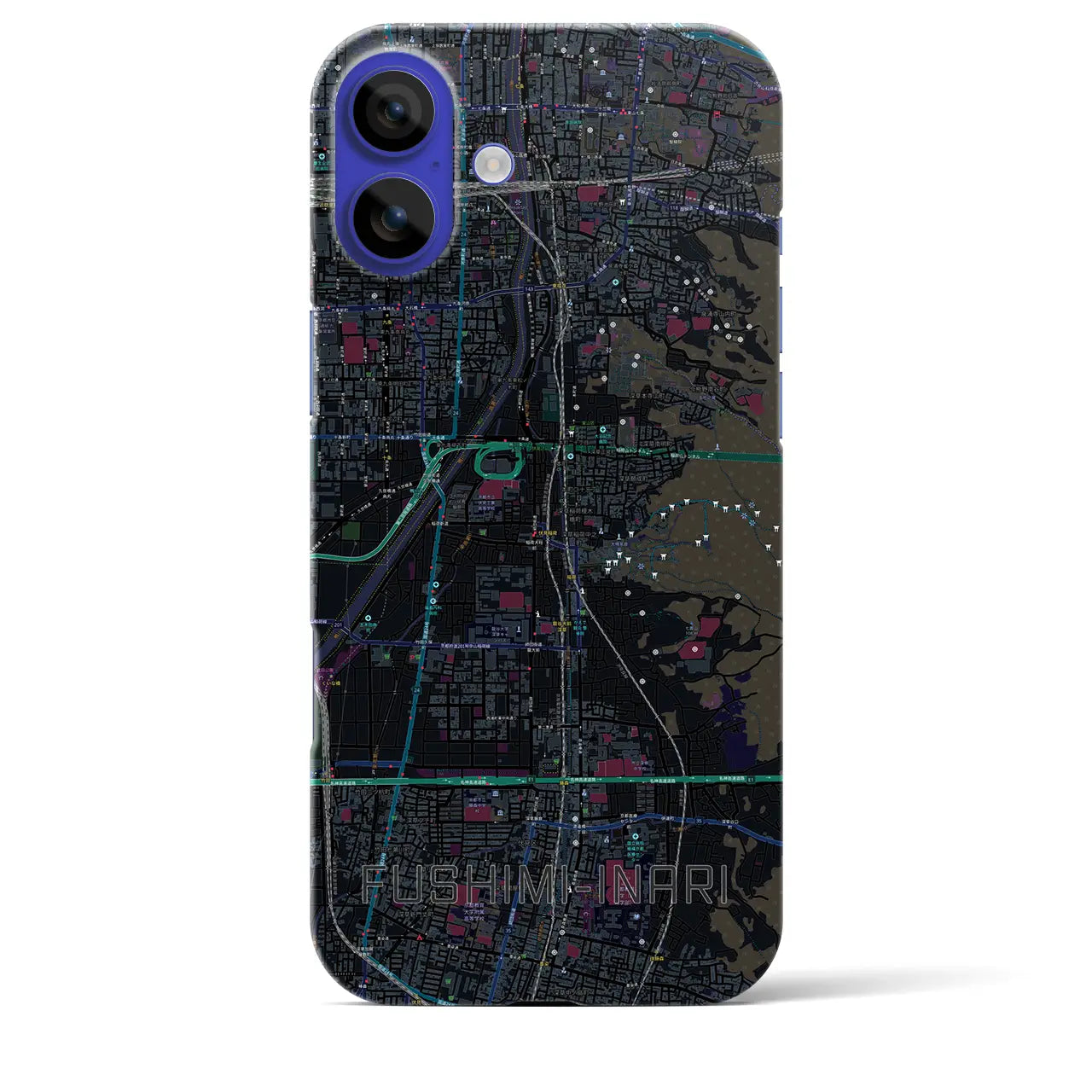 【伏見稲荷(京都府)】地図柄iPhoneケース(バックカバータイプ)