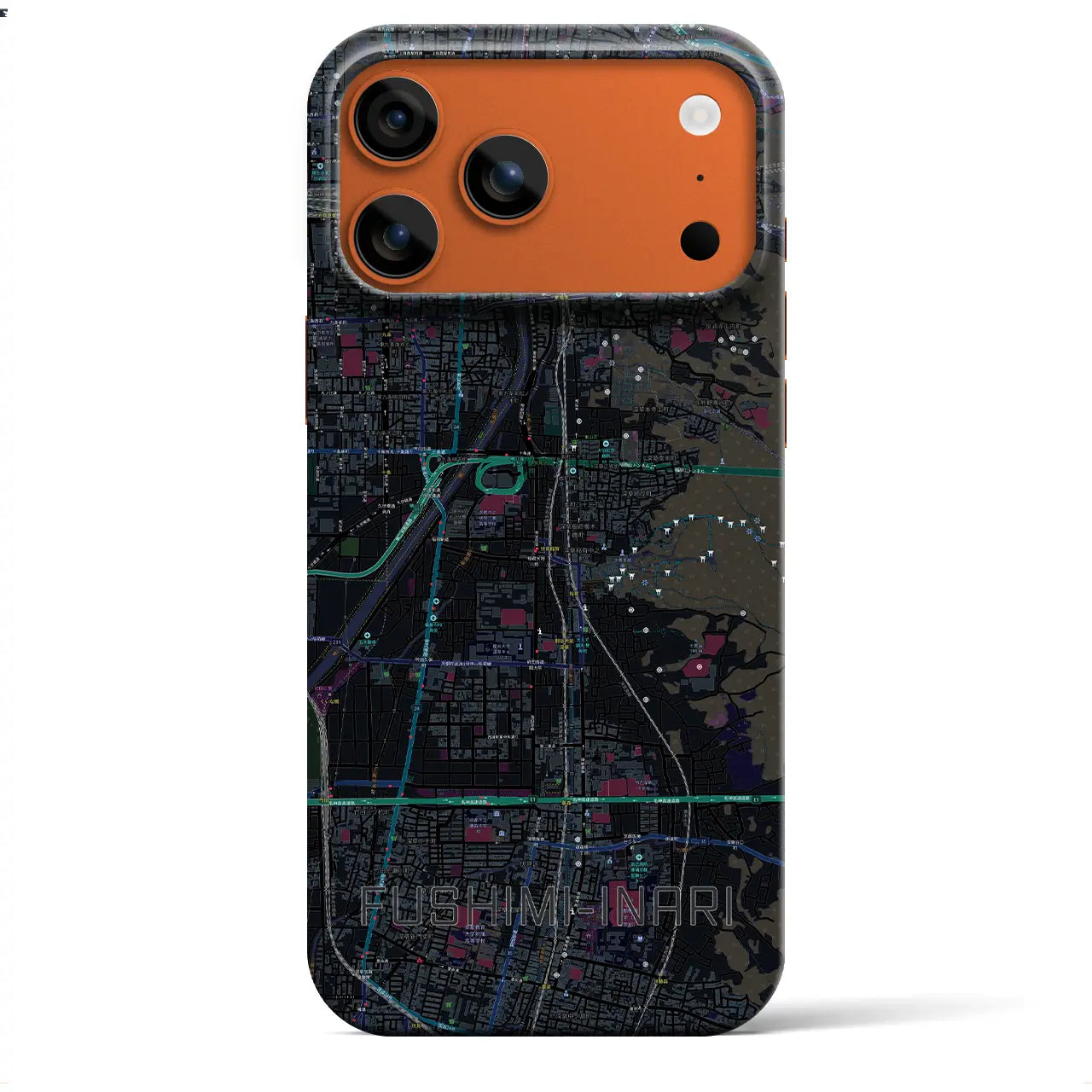 【伏見稲荷(京都府)】地図柄iPhoneケース(バックカバータイプ)