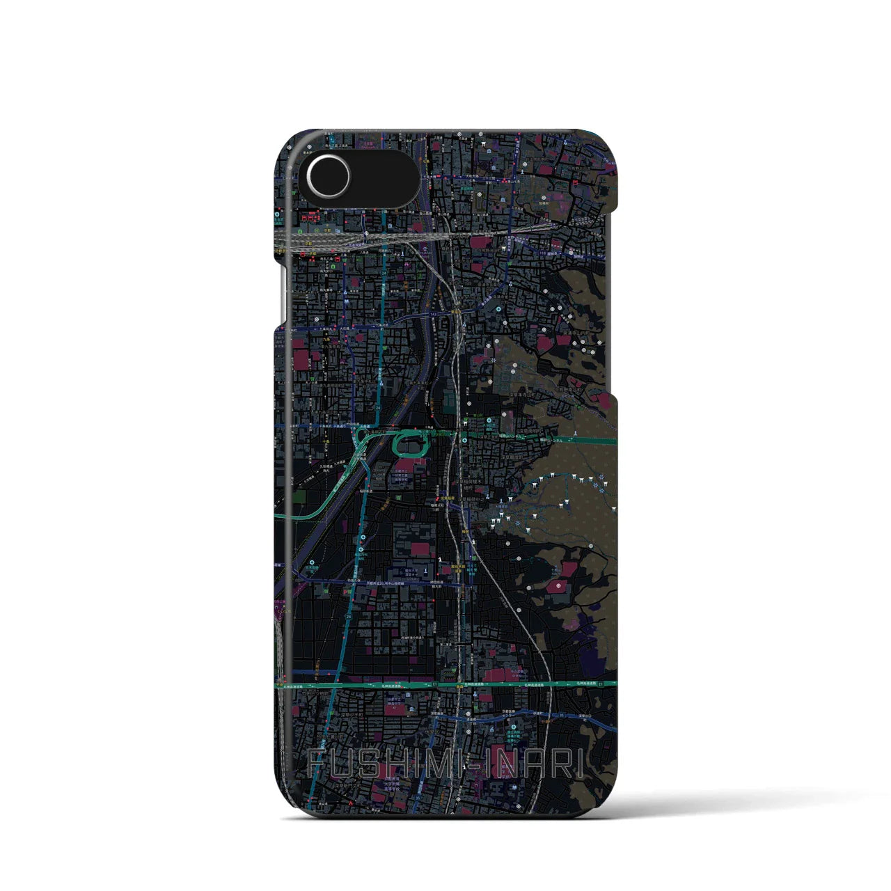 【伏見稲荷(京都府)】地図柄iPhoneケース(バックカバータイプ)