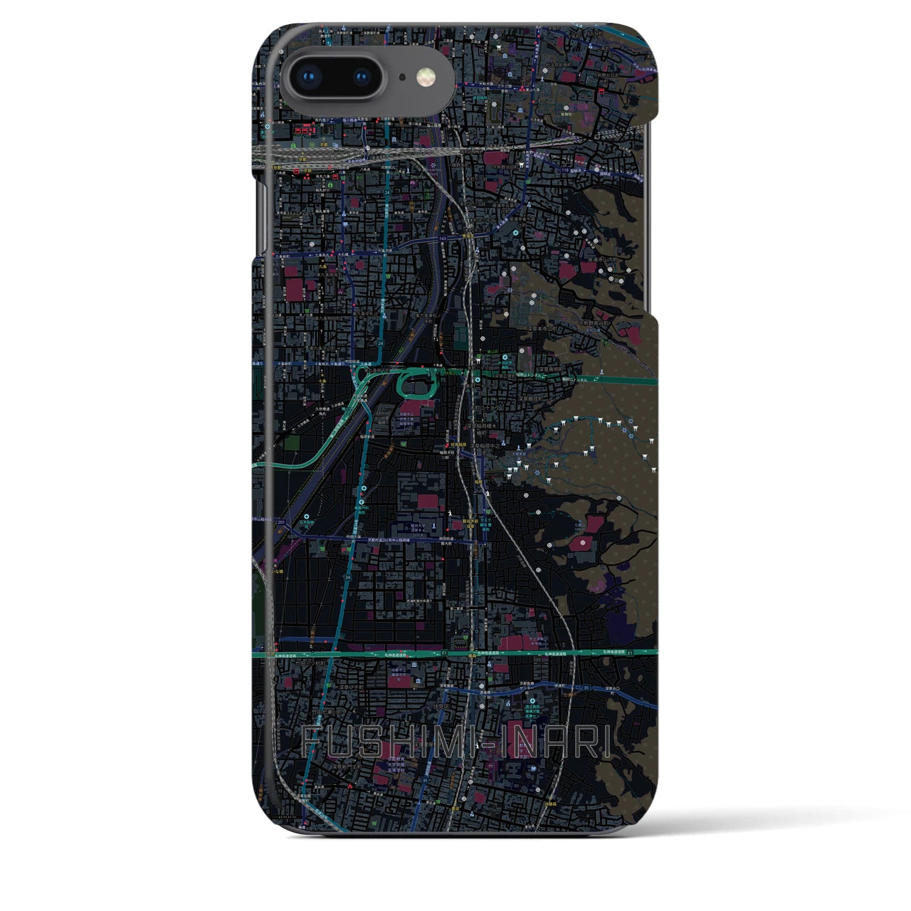 【伏見稲荷(京都府)】地図柄iPhoneケース(バックカバータイプ)