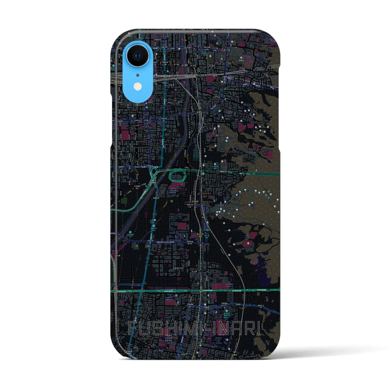 【伏見稲荷(京都府)】地図柄iPhoneケース(バックカバータイプ)