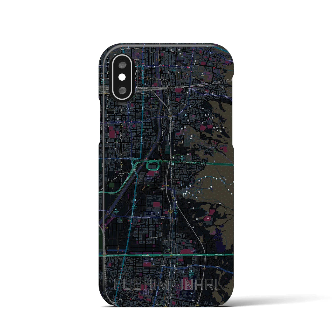 【伏見稲荷(京都府)】地図柄iPhoneケース(バックカバータイプ)