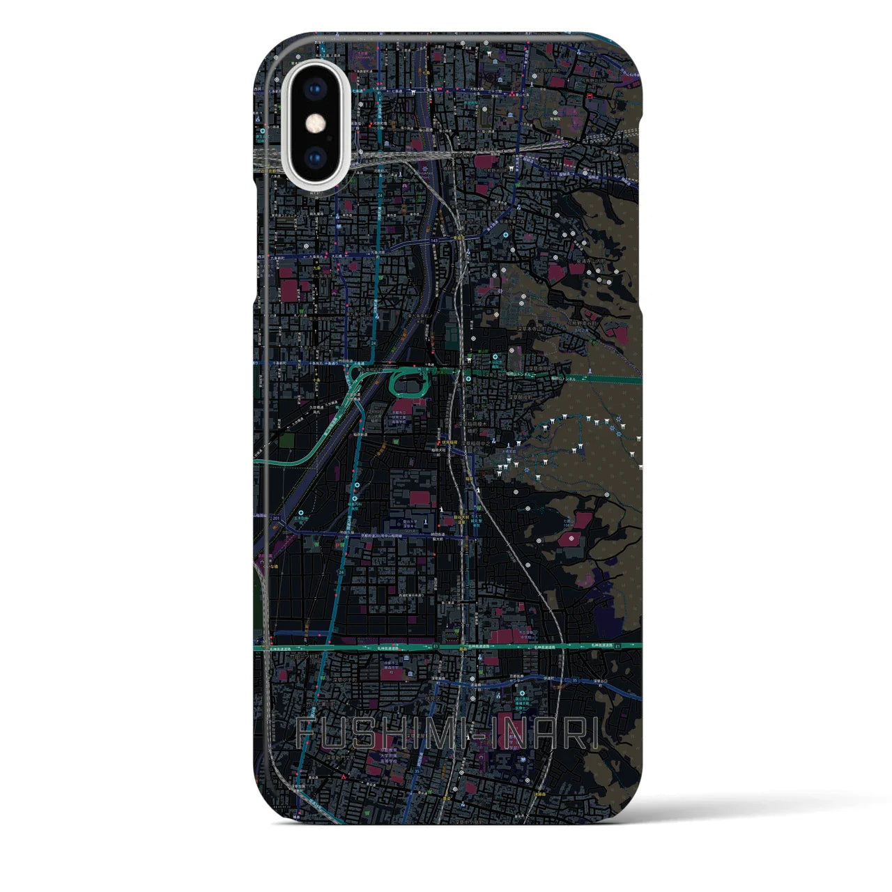 【伏見稲荷(京都府)】地図柄iPhoneケース(バックカバータイプ)