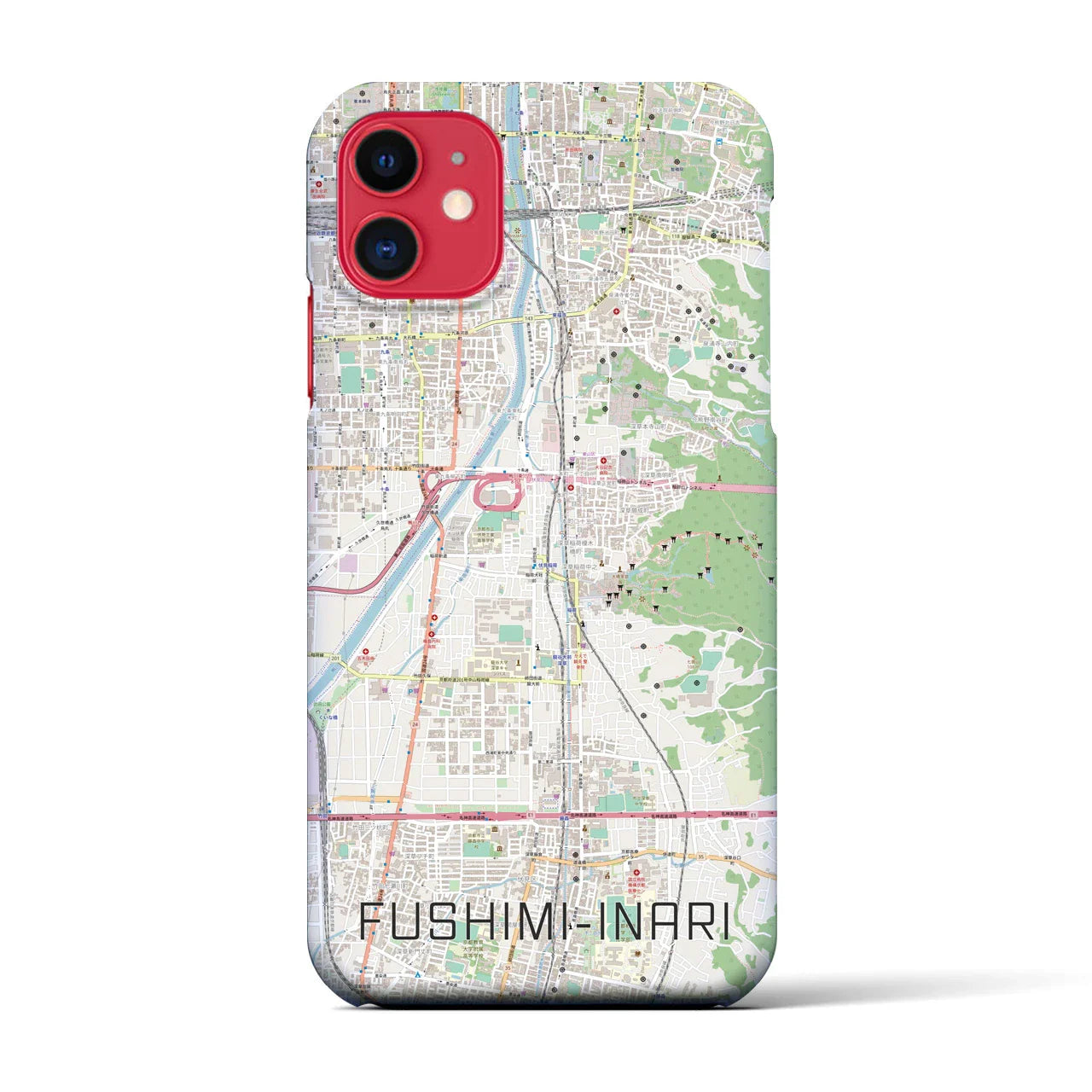 【伏見稲荷(京都府)】地図柄iPhoneケース(バックカバータイプ)