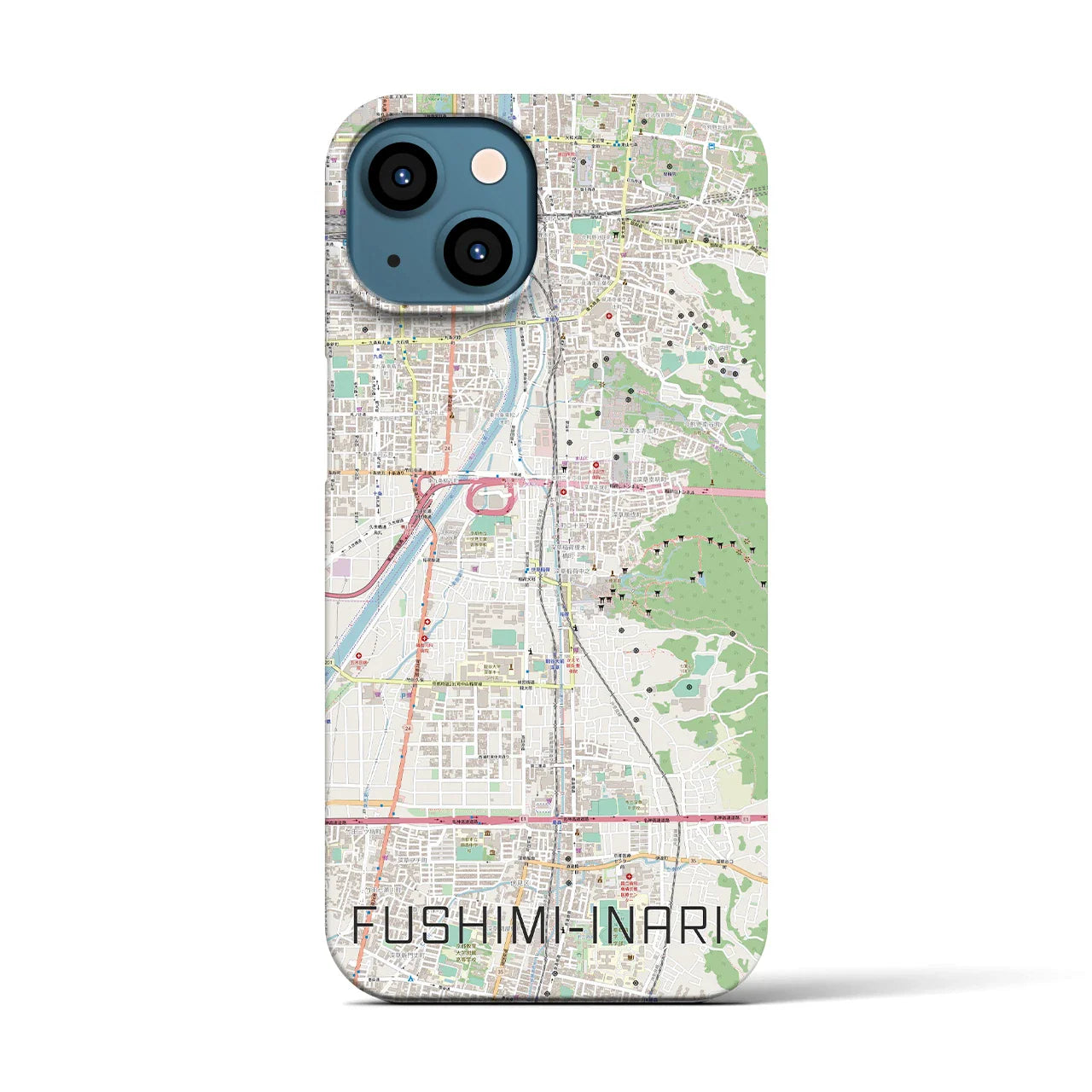 【伏見稲荷(京都府)】地図柄iPhoneケース(バックカバータイプ)