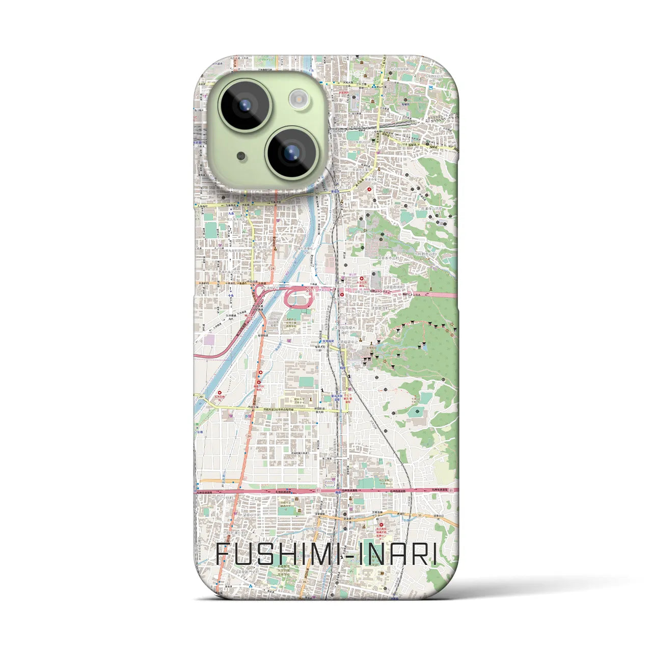 【伏見稲荷(京都府)】地図柄iPhoneケース(バックカバータイプ)