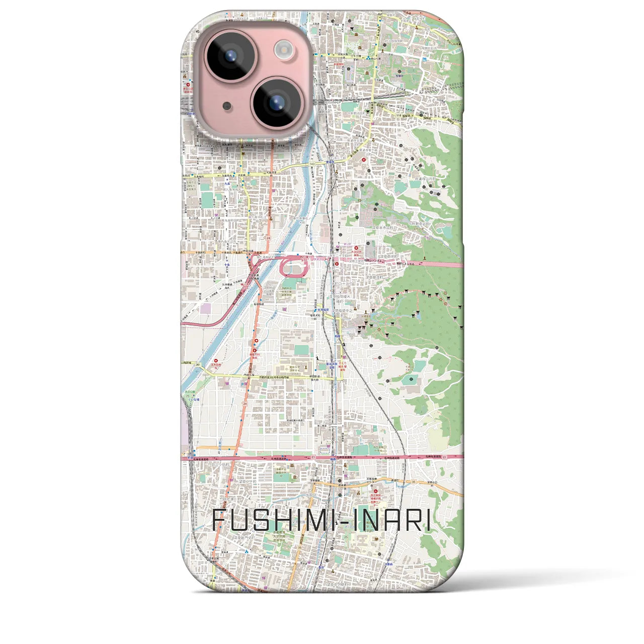 【伏見稲荷(京都府)】地図柄iPhoneケース(バックカバータイプ)