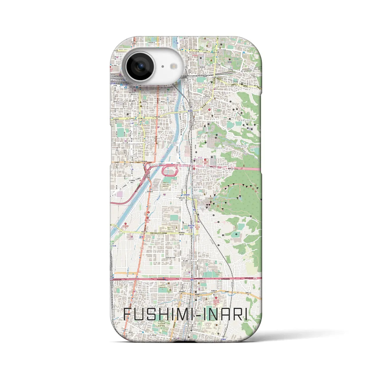 【伏見稲荷(京都府)】地図柄iPhoneケース(バックカバータイプ)