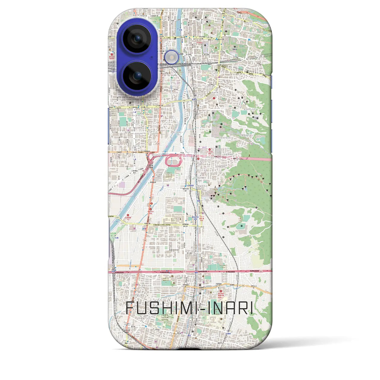 【伏見稲荷(京都府)】地図柄iPhoneケース(バックカバータイプ)ブラック・iPhone 16 Pro Max 用