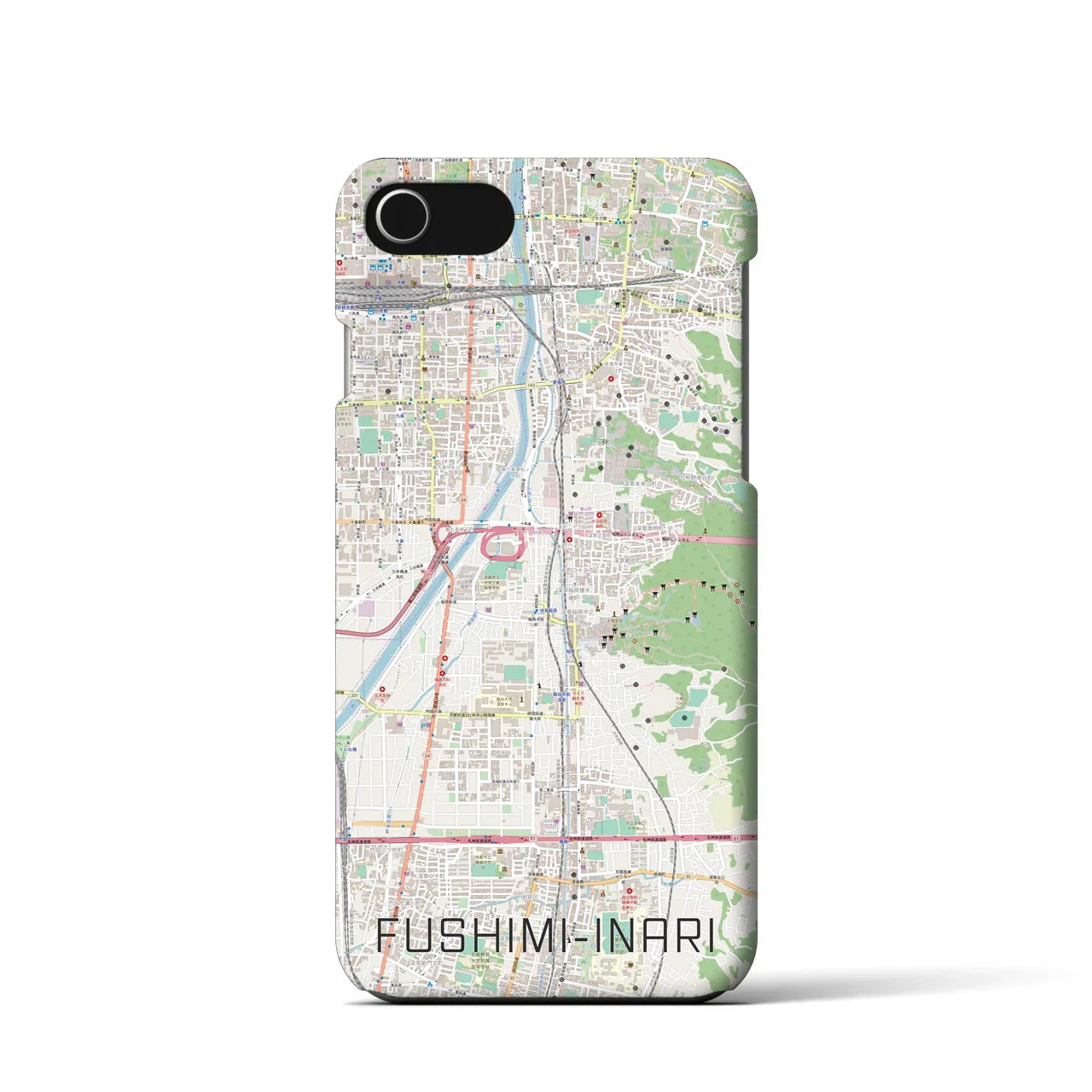 【伏見稲荷(京都府)】地図柄iPhoneケース(バックカバータイプ)