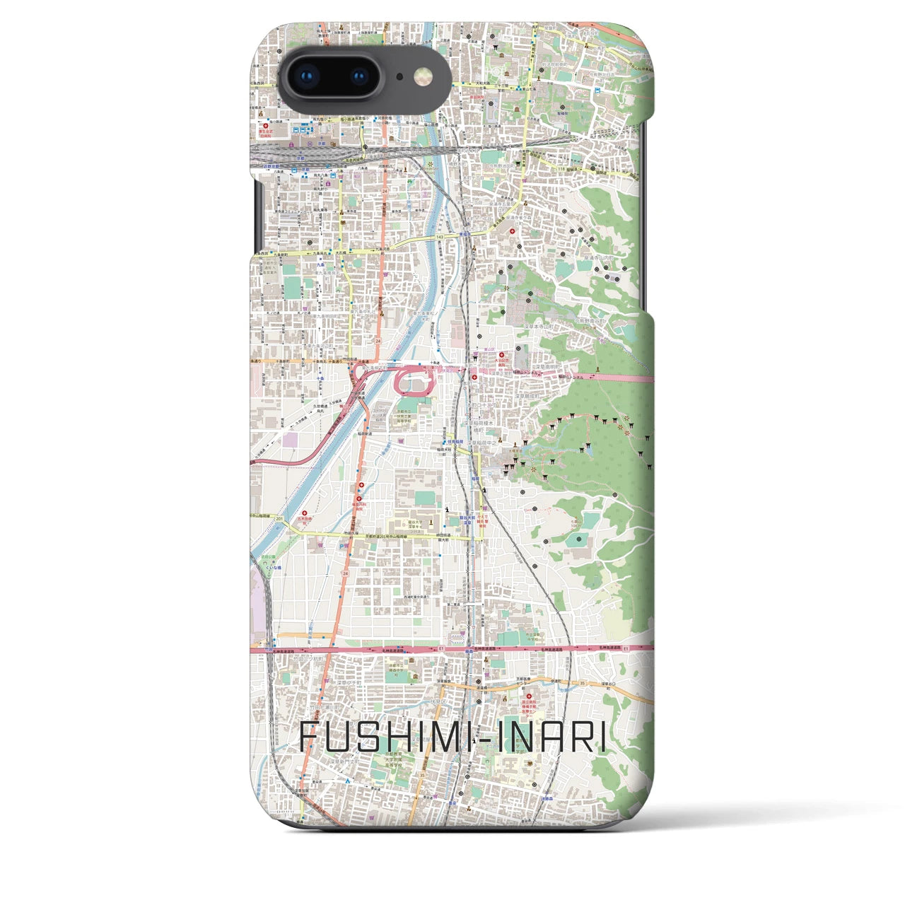 【伏見稲荷(京都府)】地図柄iPhoneケース(バックカバータイプ)