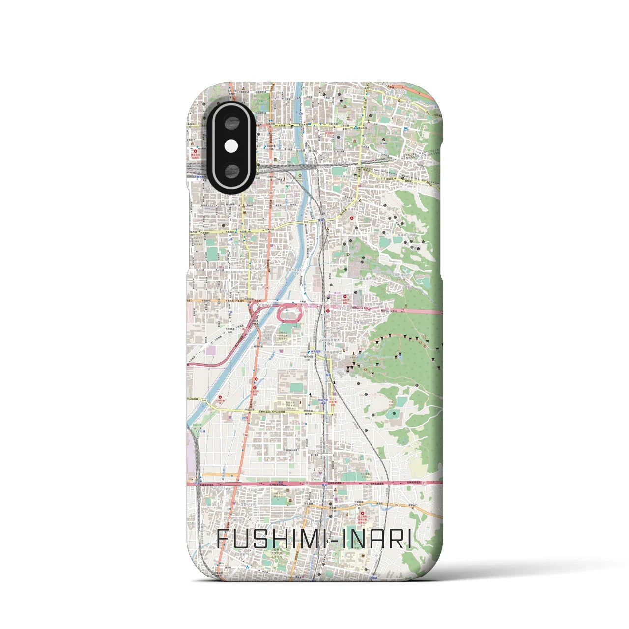 【伏見稲荷(京都府)】地図柄iPhoneケース(バックカバータイプ)