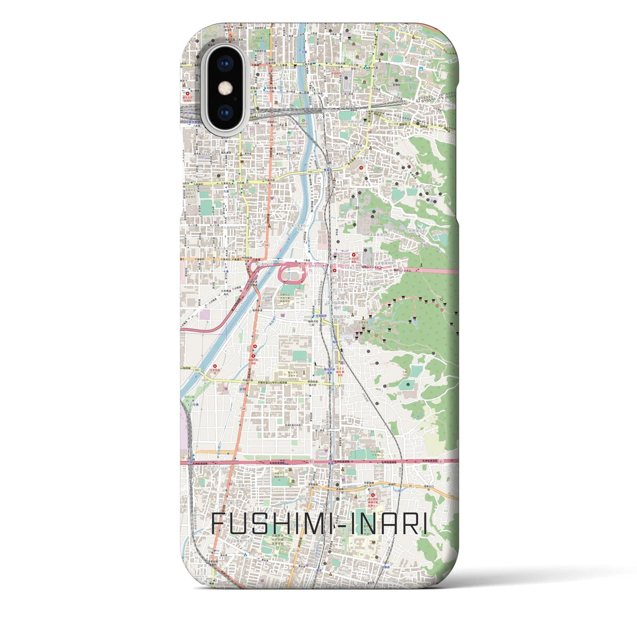 【伏見稲荷(京都府)】地図柄iPhoneケース(バックカバータイプ)