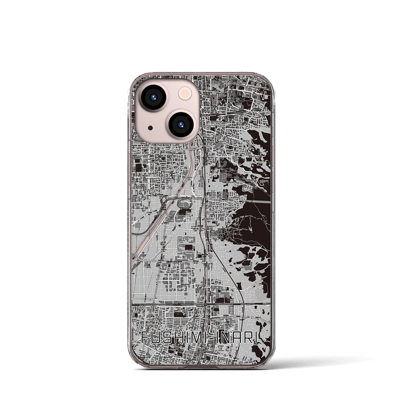 【伏見稲荷(京都府)】地図柄iPhoneケース(クリアタイプ)